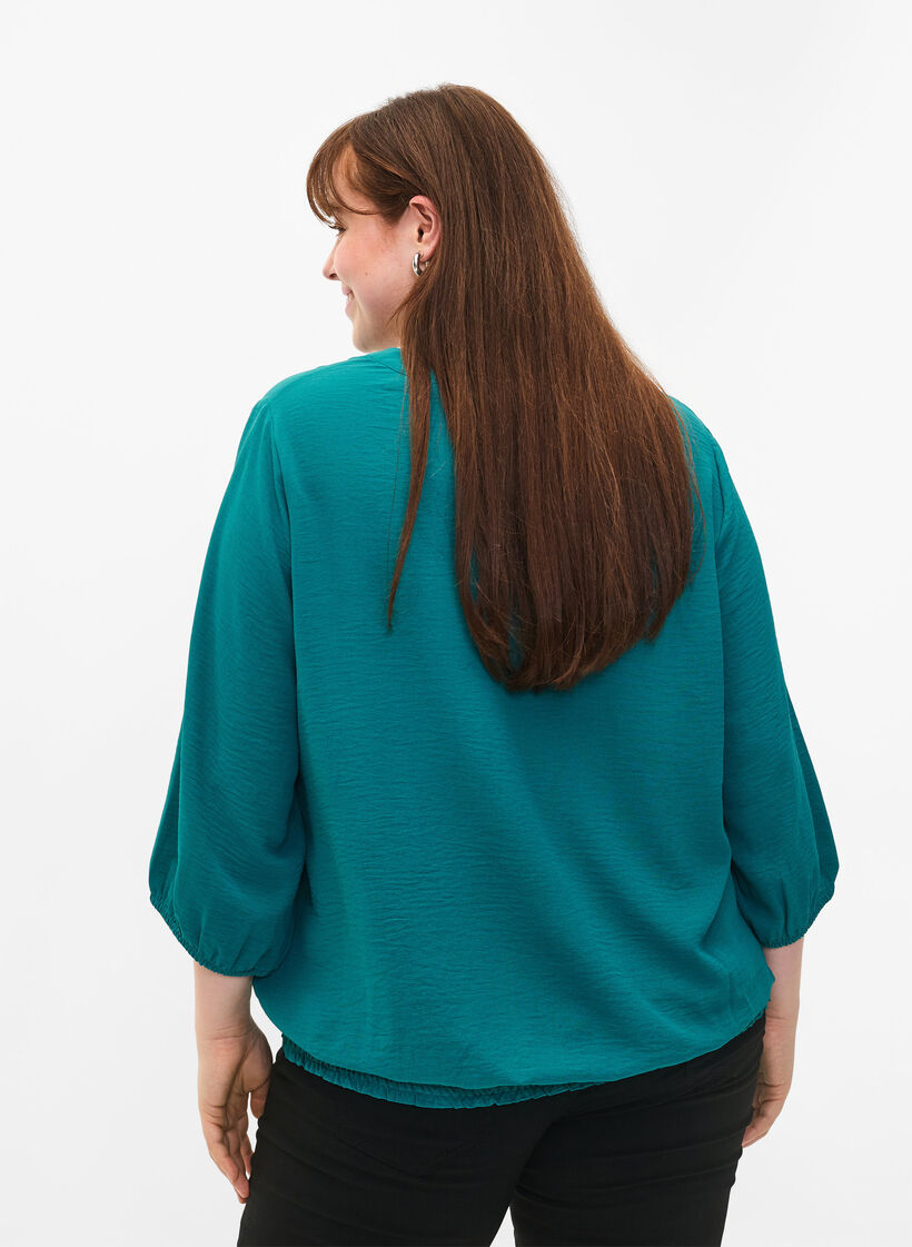 Blouse à smocks et manches 3/4, Deep Lake, Model image number 1
