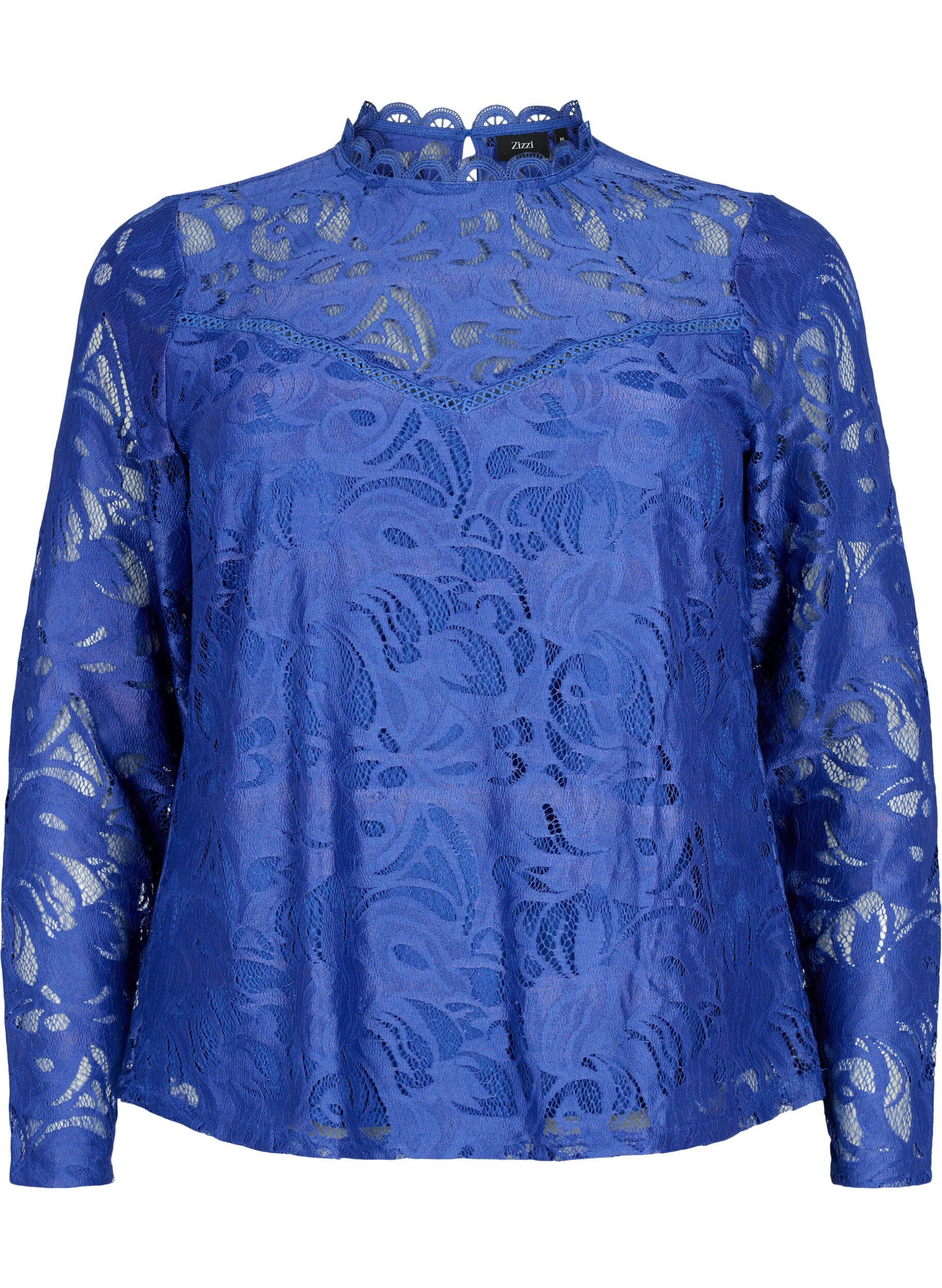 Zizzi Chemisier &agrave; manches longues en dentelle, Deep Ultramarine, Packshot image number 0