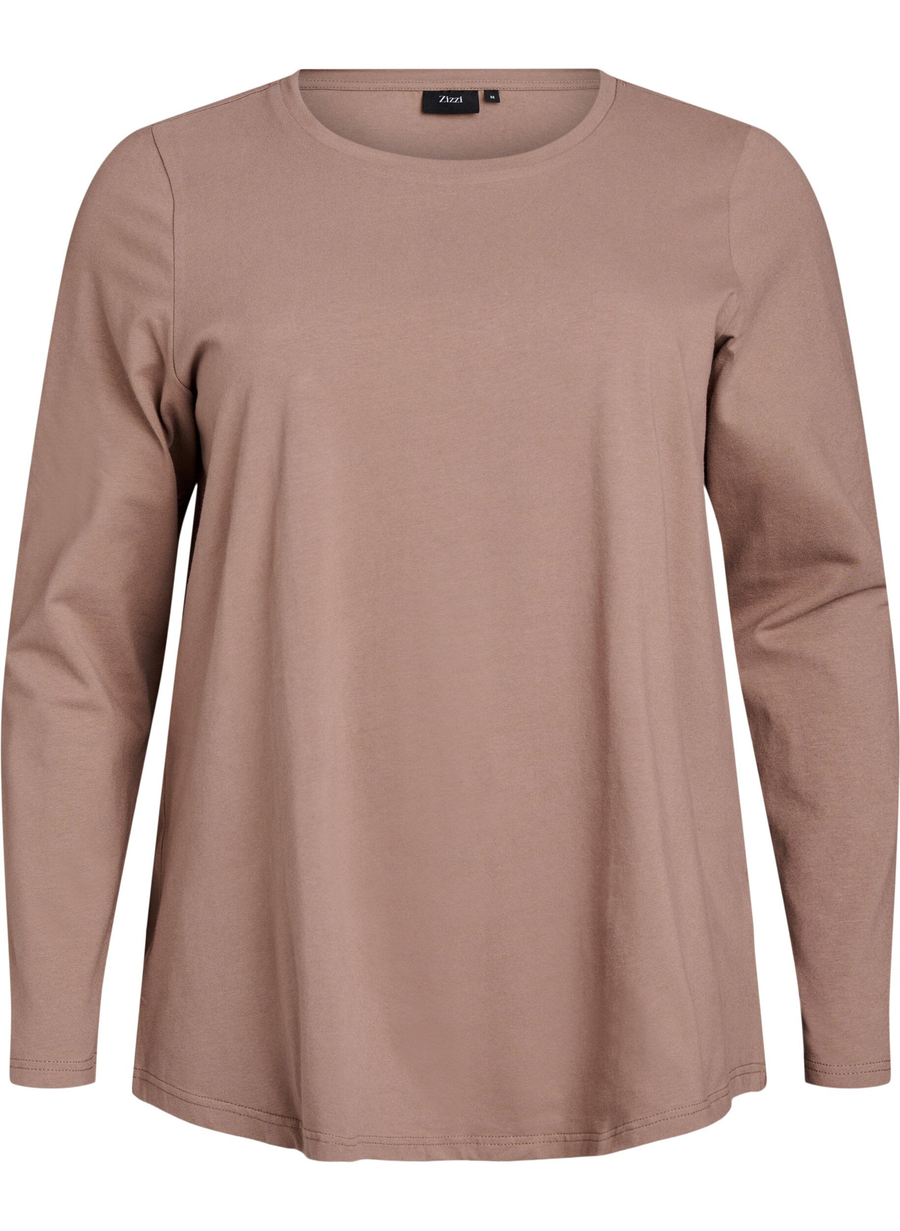 ZizziBlouse basique en jersey &agrave; manches longues, Marron, Packshot image number 0