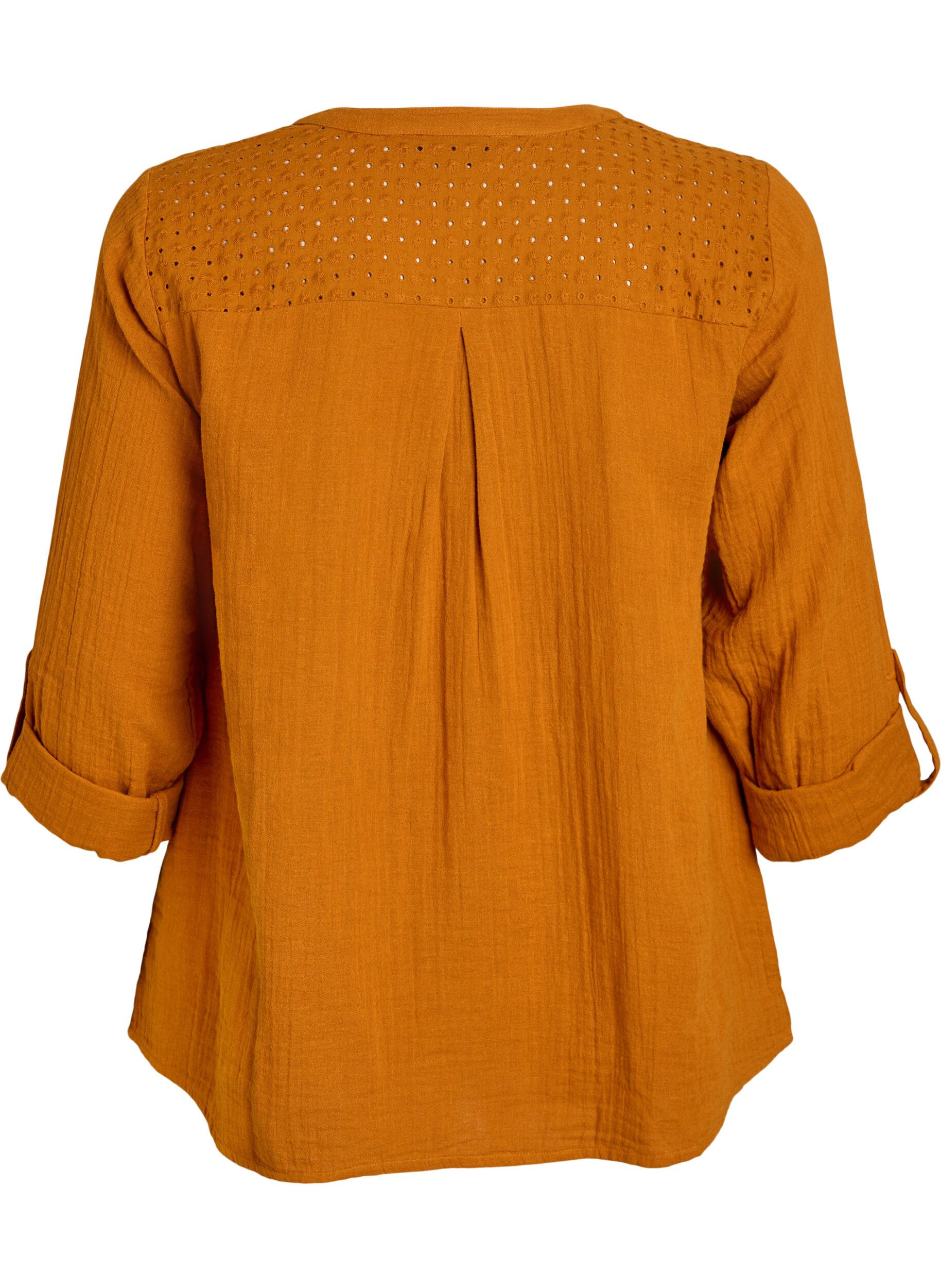 Zizzi Blouse en mousseline de coton avec broderie anglaise, Orange, Packshot image number 1