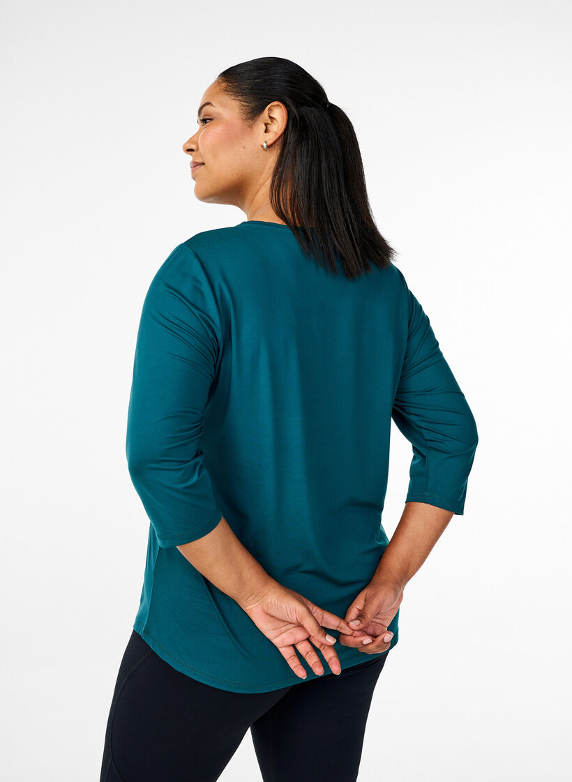 Blouse d'entra&icirc;nement &agrave; manches 3/4, Vert, Model image number 2