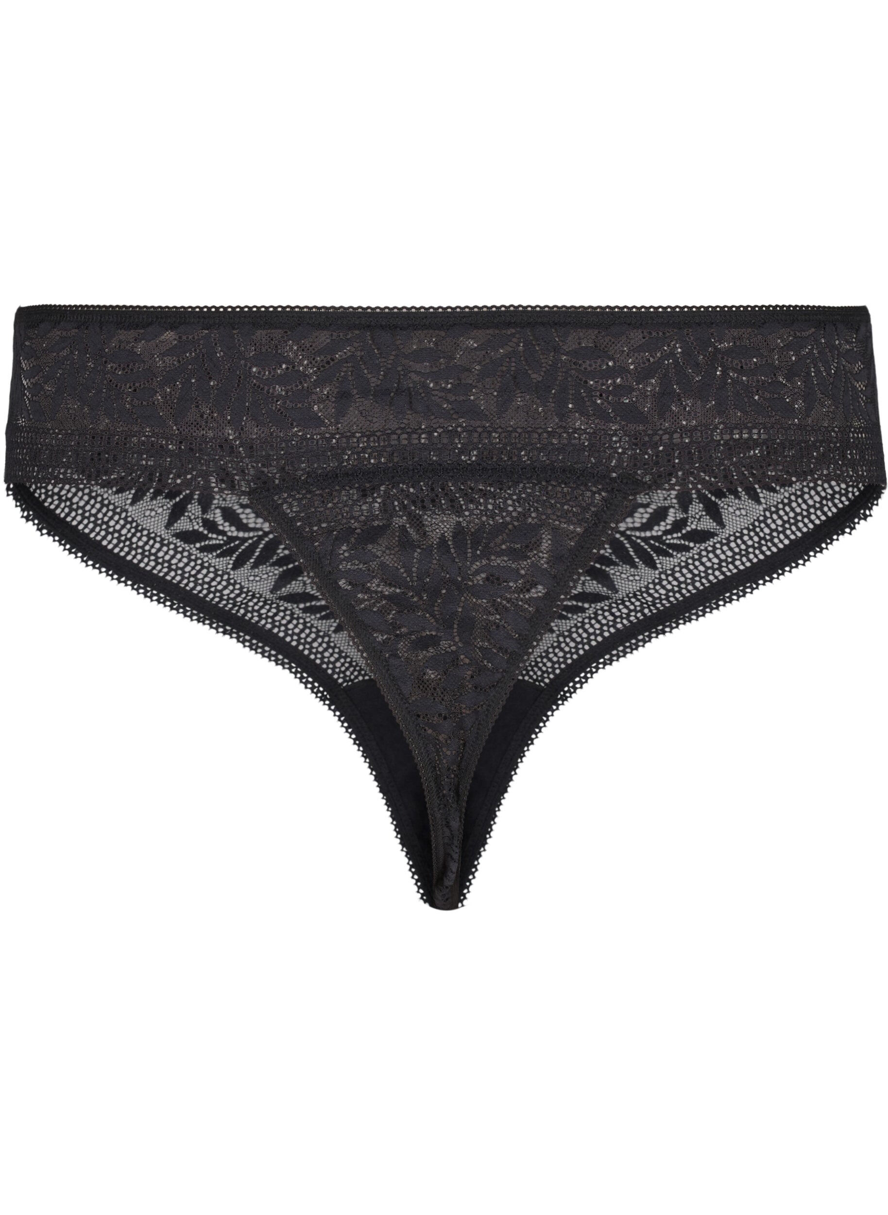 Zizzi String en dentelle &agrave; taille r&eacute;guli&egrave;re, Black, Packshot image number 1