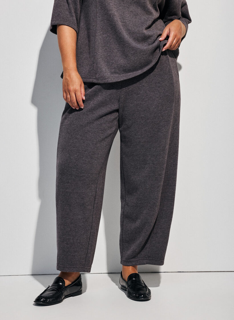 Pantalon barrel en jersey &agrave; taille haute, Gris anthracite, Model image number 2