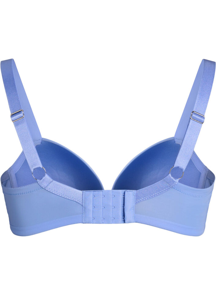 Soutien-gorge moul&eacute; en microfibre avec d&eacute;tail en dentelle et n&oelig;ud, Bleu, Packshot image number 1