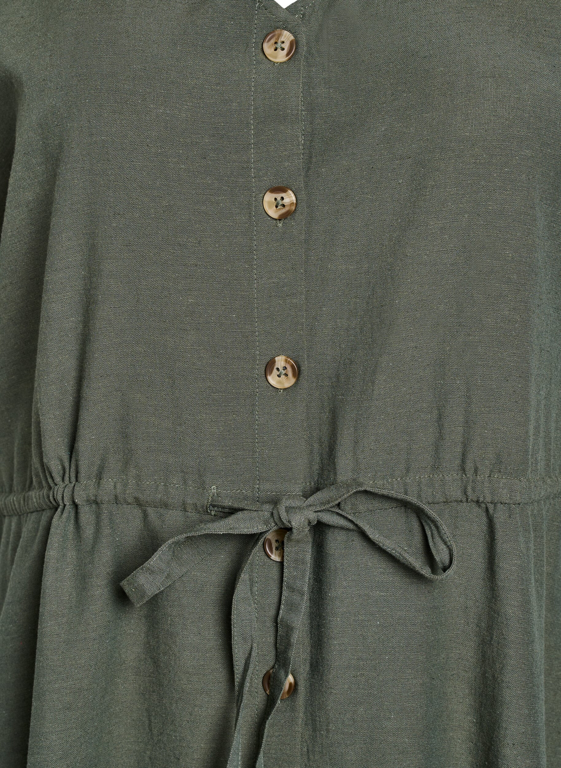 Zizzi Robe maxi &agrave; boutons et &agrave; ceinture &agrave; nouer, Vert, Packshot image number 2