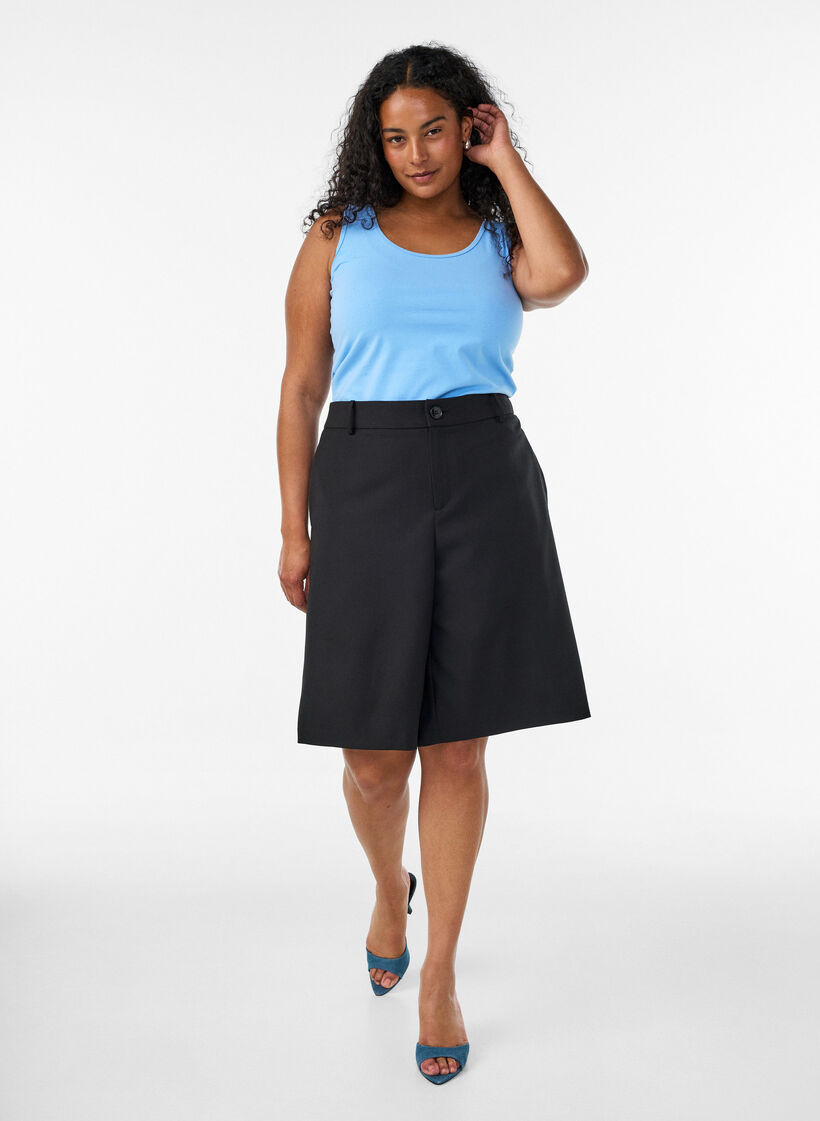 Haut basic uni en coton, Bleu Clair, Model image number 1