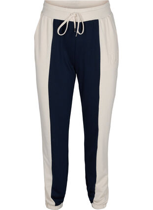 Pantalon de survêtement avec des bloques de couleurs, Night Sky/Off White, Packshot image number 0