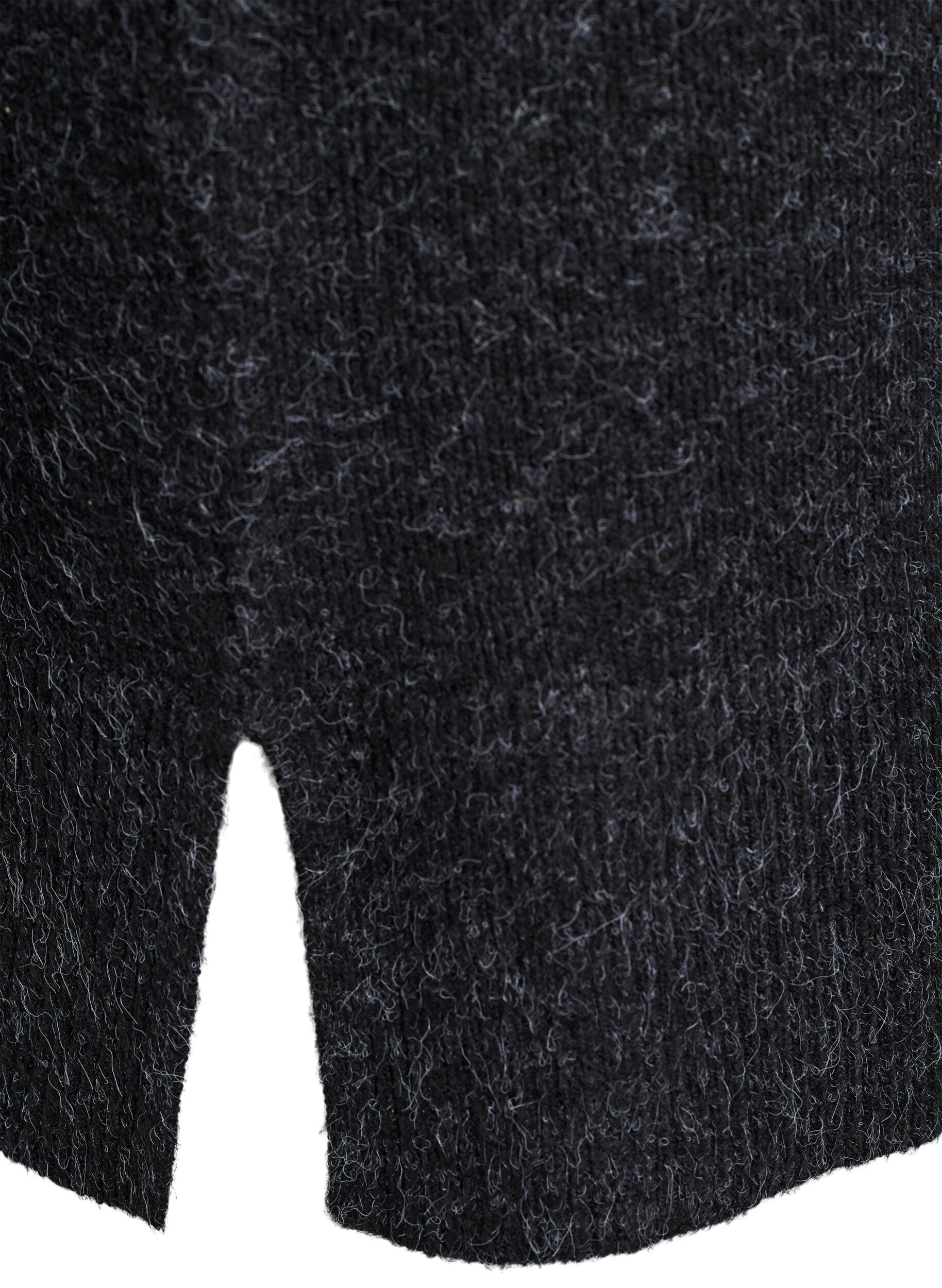 Zizzi Robe courte en maille avec ourlet ondul&eacute; et fentes, Gris anthracite, Packshot image number 3