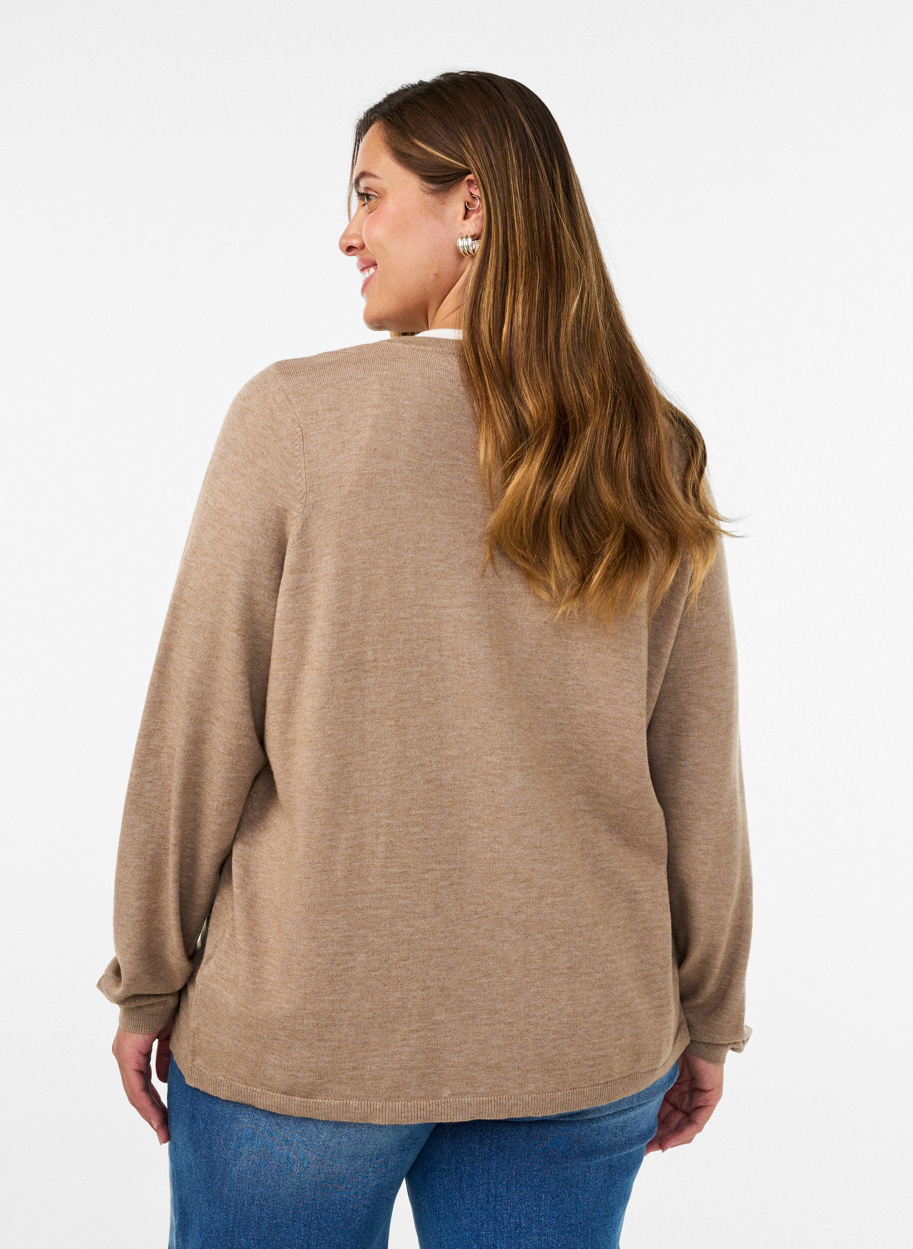 ZizziCardigan avec des boutons ronds, Beige, Model image number 2