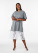 Robe T-shirt ample avec bordure en dentelle, Gris, Model image number 0