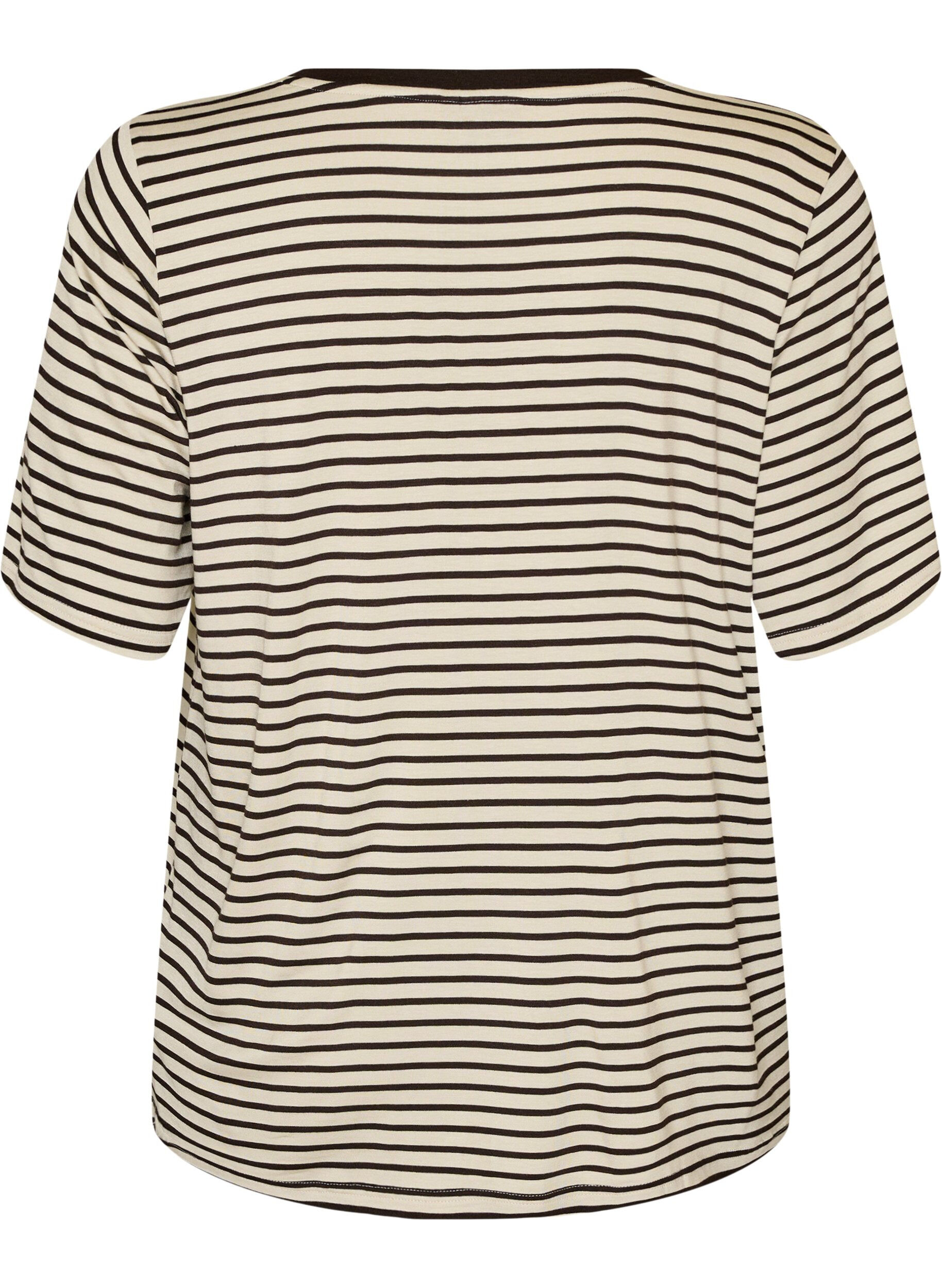 ZizziT-shirt en TENCEL&trade; Lyocell &agrave; rayures, Marron, Packshot image number 1