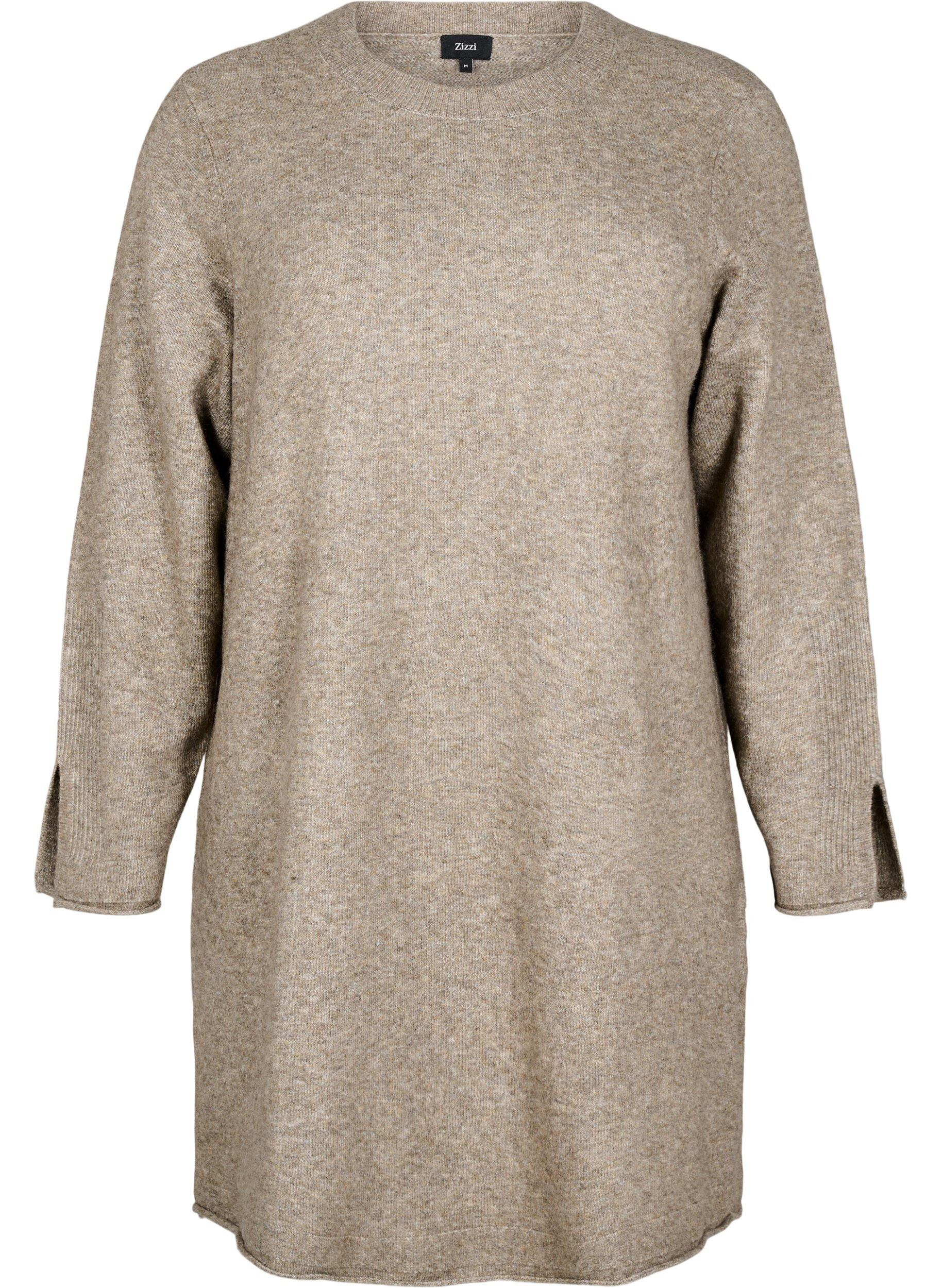 Zizzi Robe en tricot avec des fentes, Walnut Mel., Packshot image number 0