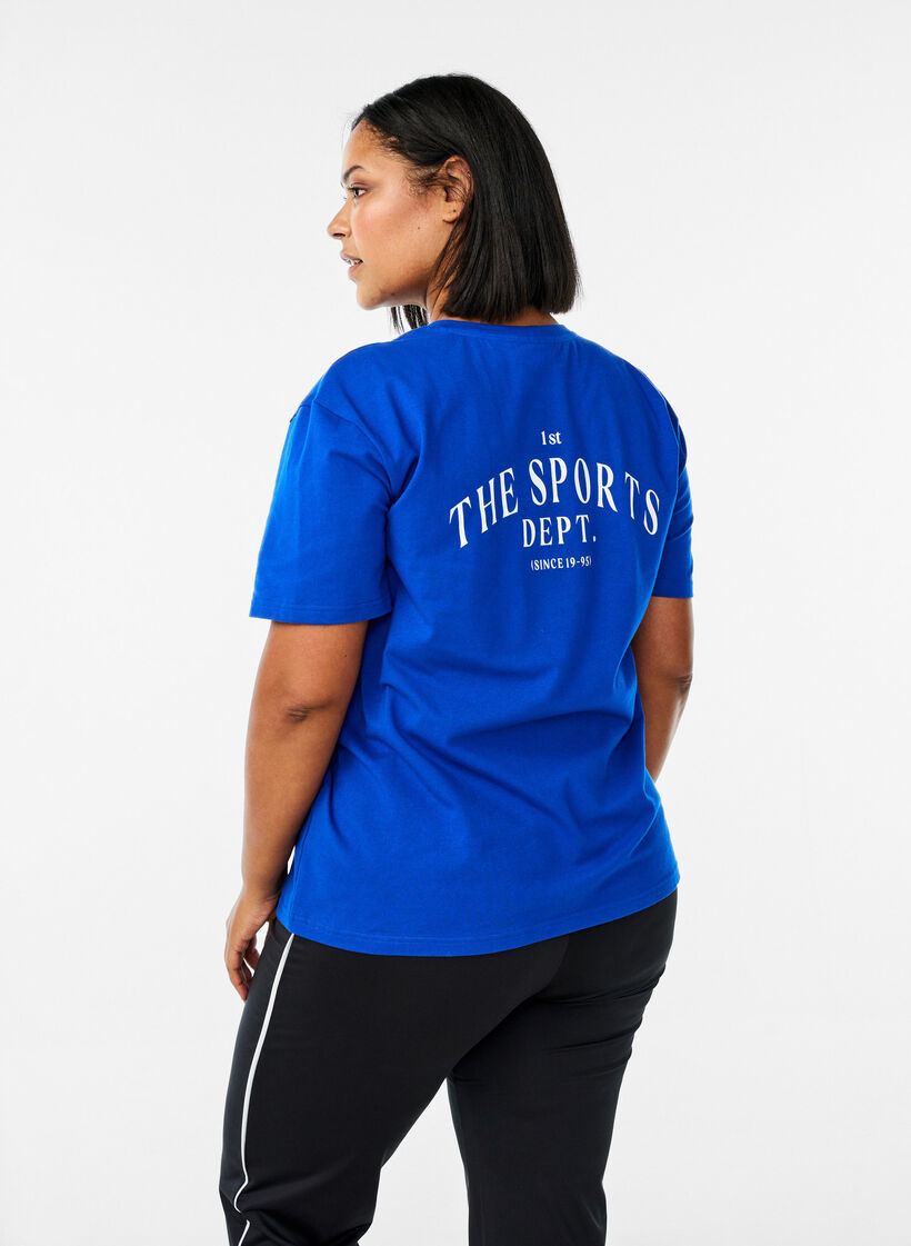 T-shirt sportif en coton biologique, Bleu, Model image number 2