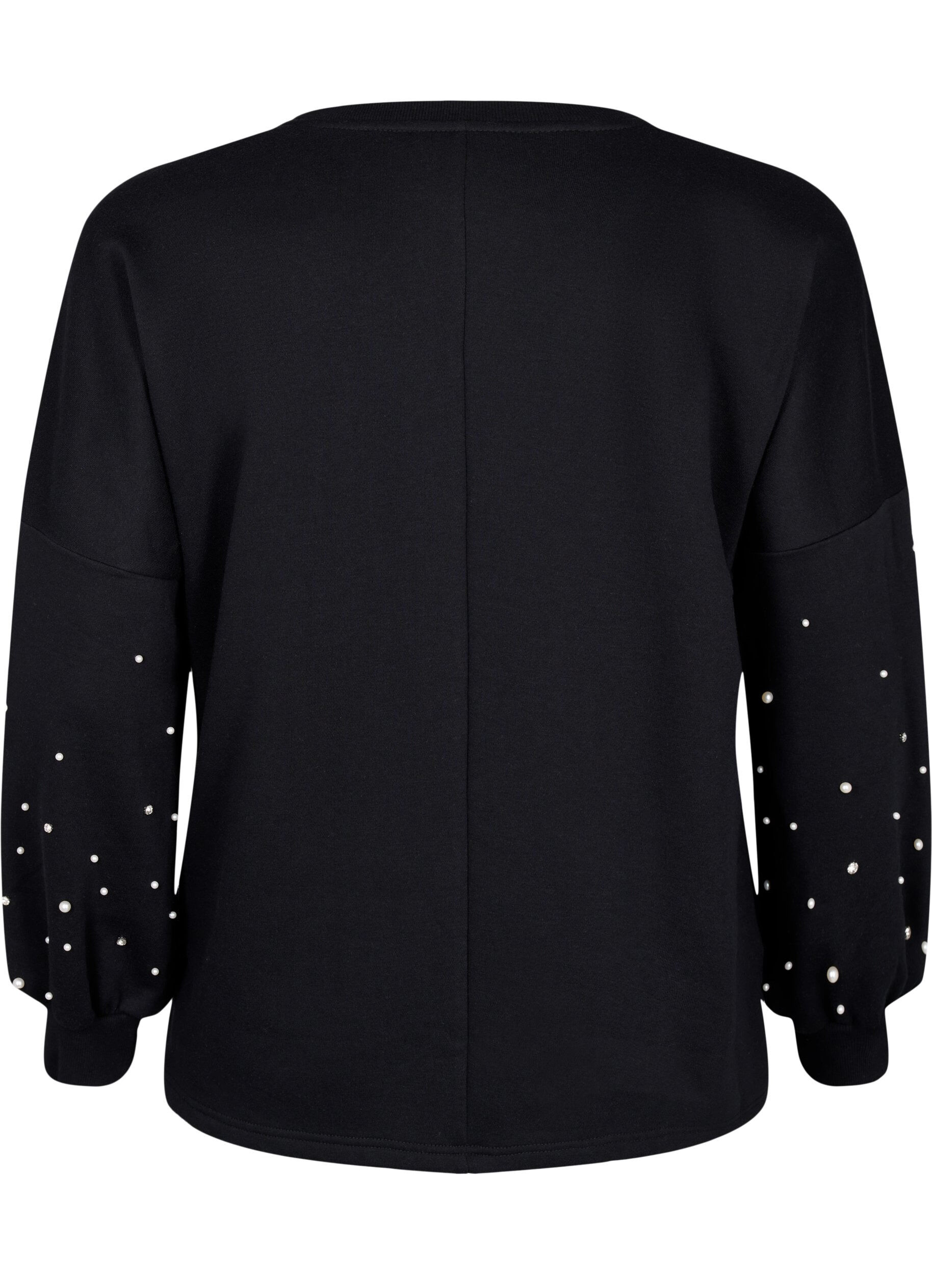 Zizzi Sweat orn&eacute; de perles, Black, Packshot image number 1
