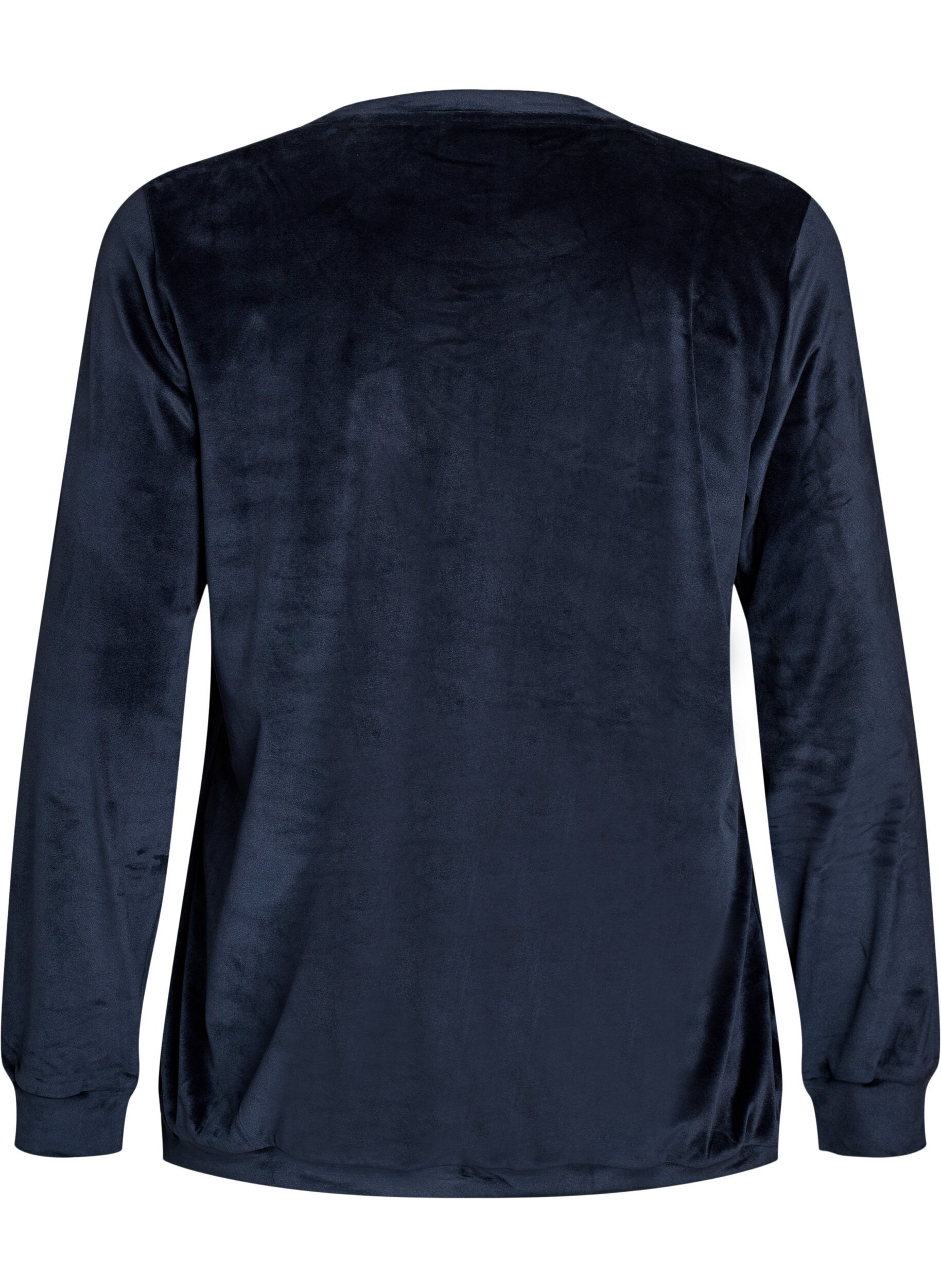 ZizziBlouse en velours avec texte brod&eacute;, Bleu, Packshot image number 1