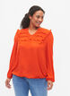 Blouse à manches longues avec des détails froncés., Orange.com, Model image number 0