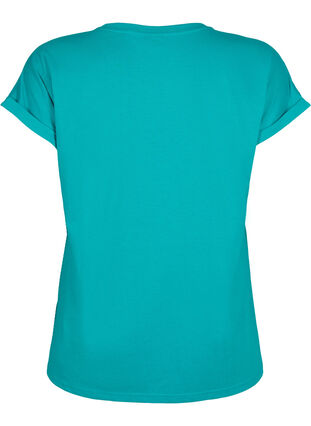 T-shirt à manches courtes en mélange de coton, Teal Blue, Packshot image number 1