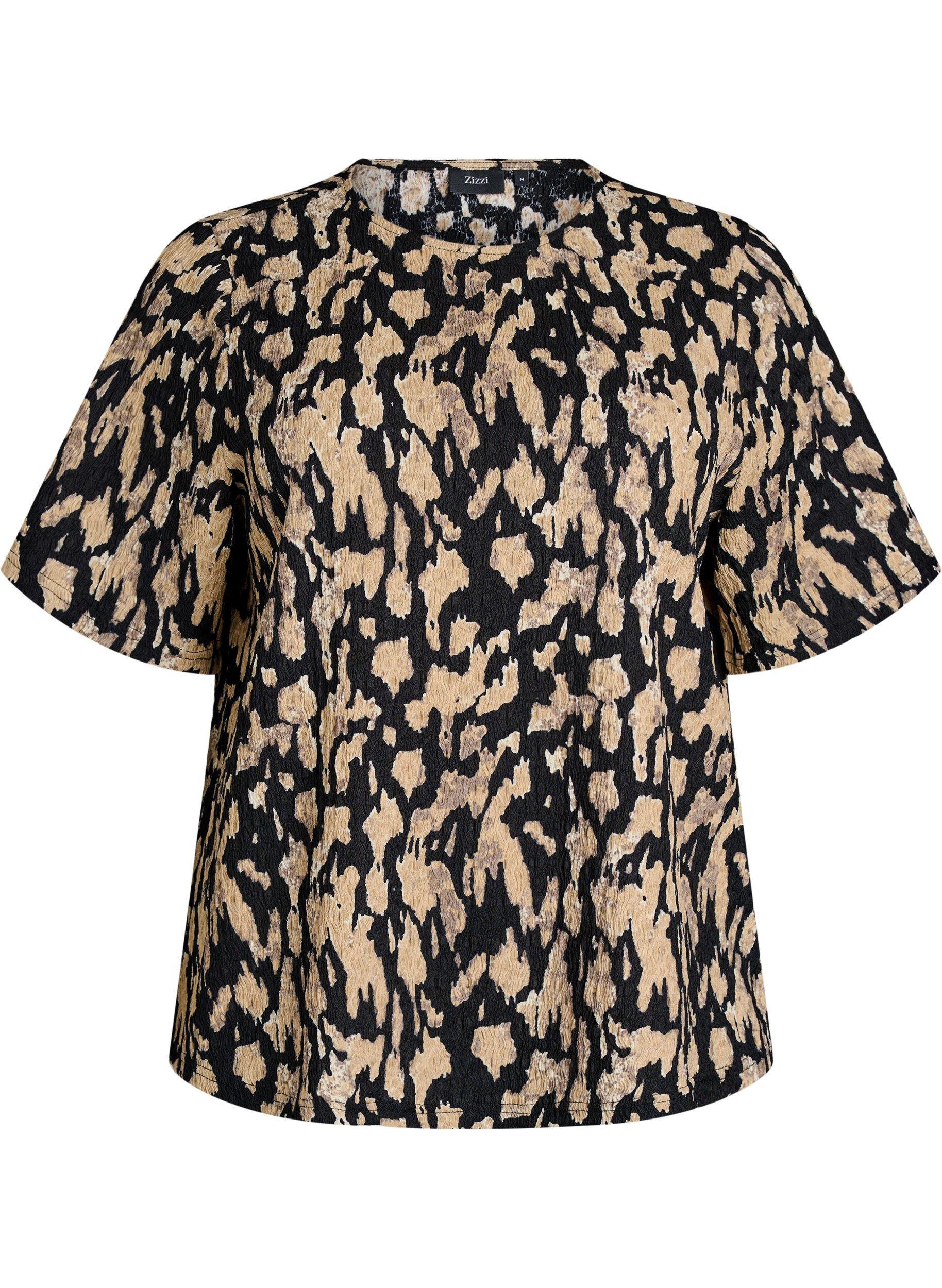 Zizzi Blouse &agrave; manches courtes &agrave; motifs, Noir, Packshot image number 0
