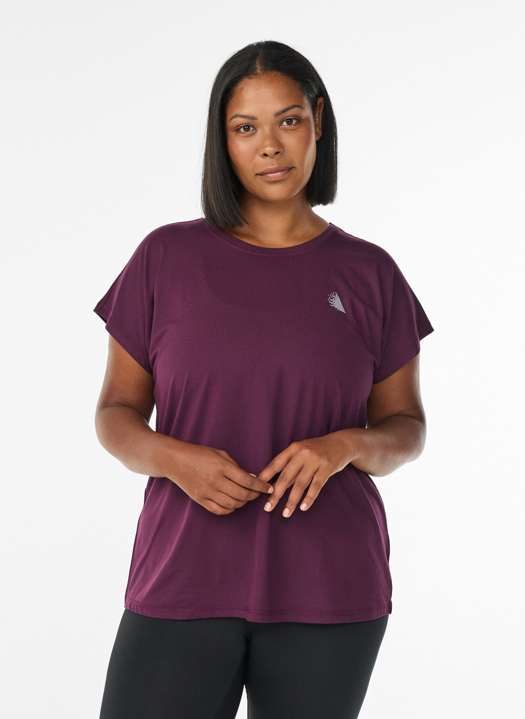 T-shirt de sport couleur unie, Violet, Model