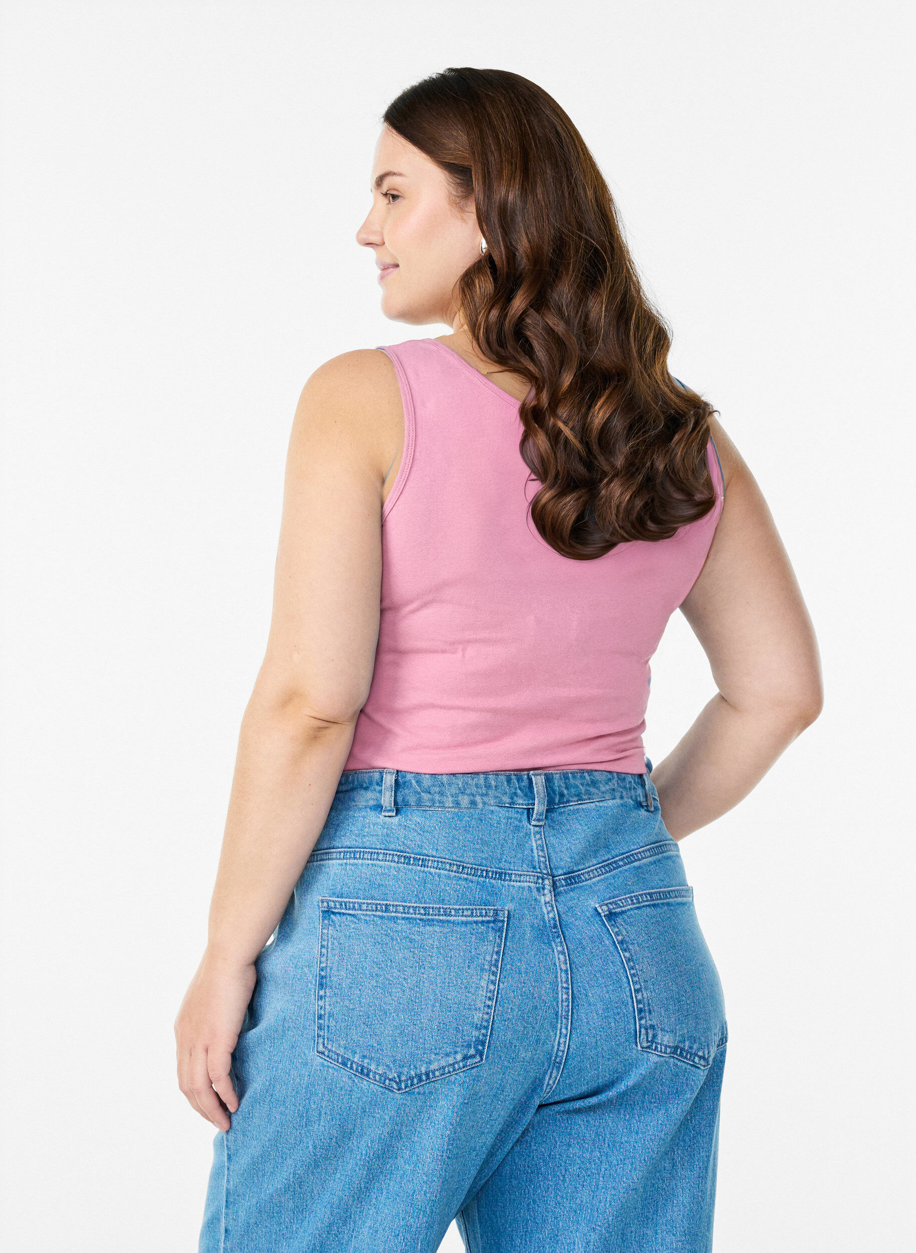 ZizziHaut Basic uni en coton, Rose, Model image number 2