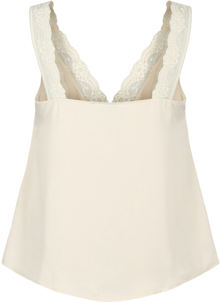 FLASH - Top avec col en V et bord en dentelle, Fog, Packshot image number 1