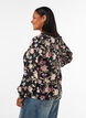 Blouse fleurie en lin et viscose &agrave; manches longues, Noir, Model image number 2