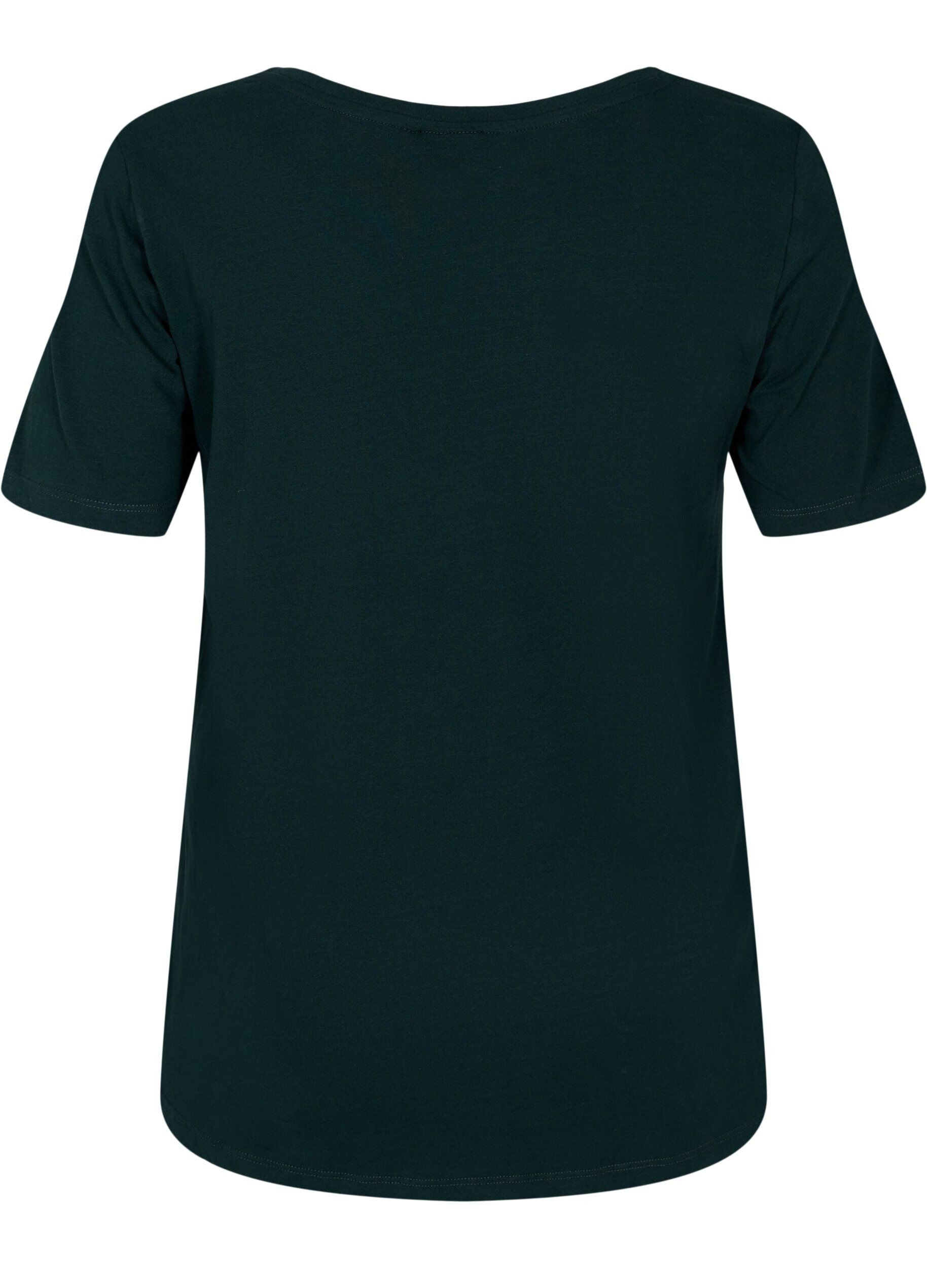 Zizzi T-shirt en coton uni basique, Vert fonc&eacute;, Packshot image number 1