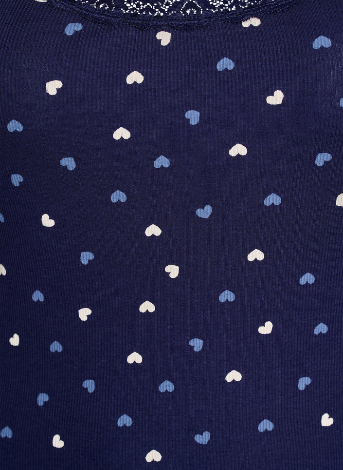 Top avec imprimé et bord en dentelle, Bleu, Packshot image number 2