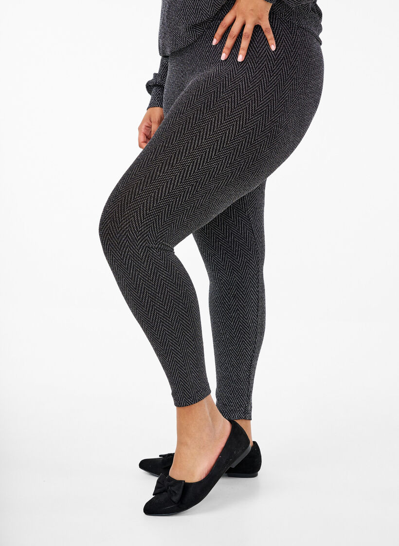 Leggings avec motif pailleté, Silver ZigZagShimmer, Model image number 2