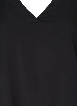T-shirt à manches courtes avec col en V, Black, Packshot image number 2