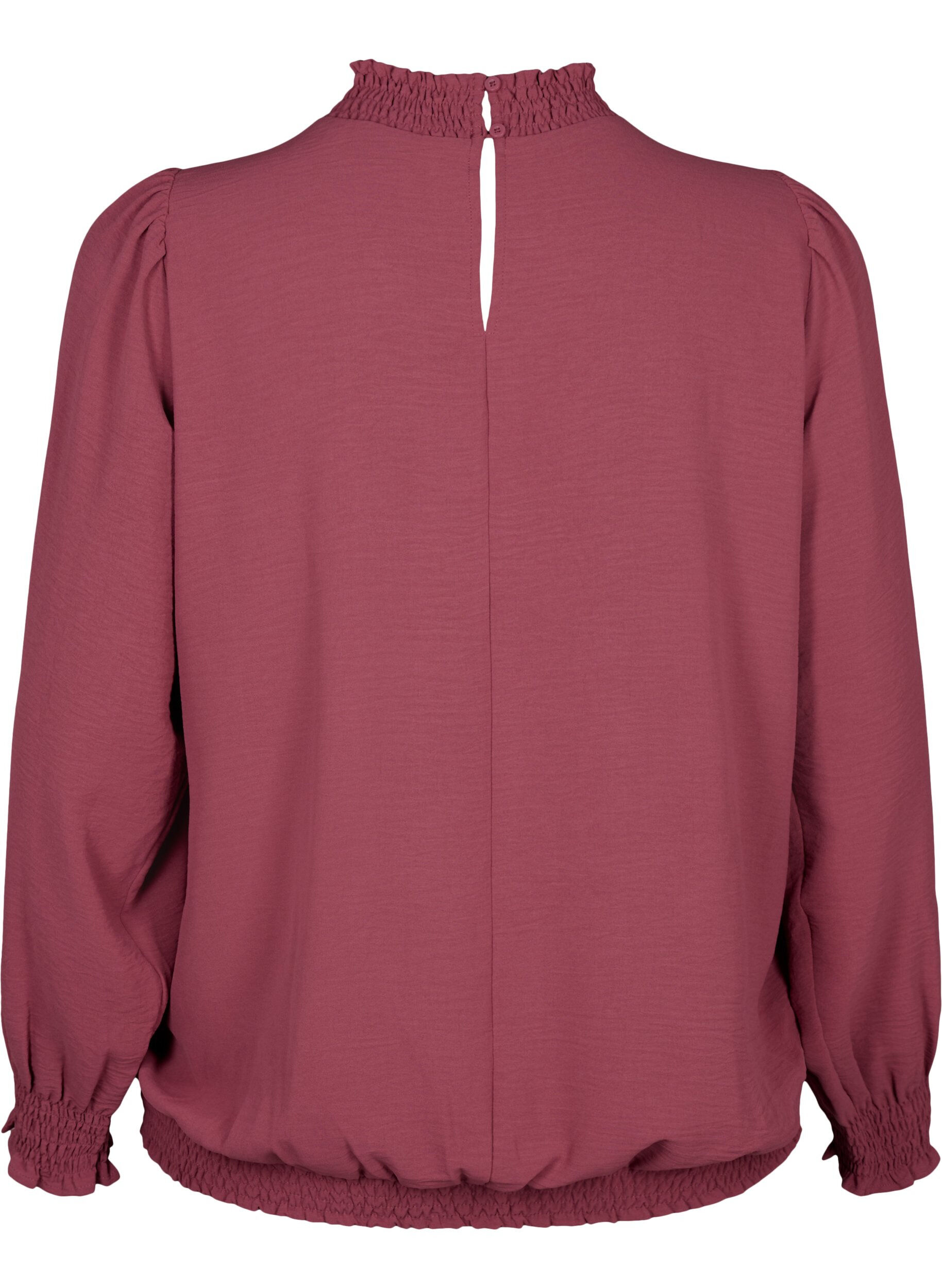Zizzi Chemisier blouse de couleur unie &agrave; manches longues, Dry Rose, Packshot image number 1