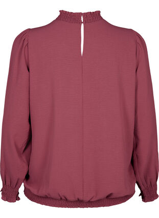 Chemisier blouse de couleur unie à manches longues, Dry Rose, Packshot image number 1