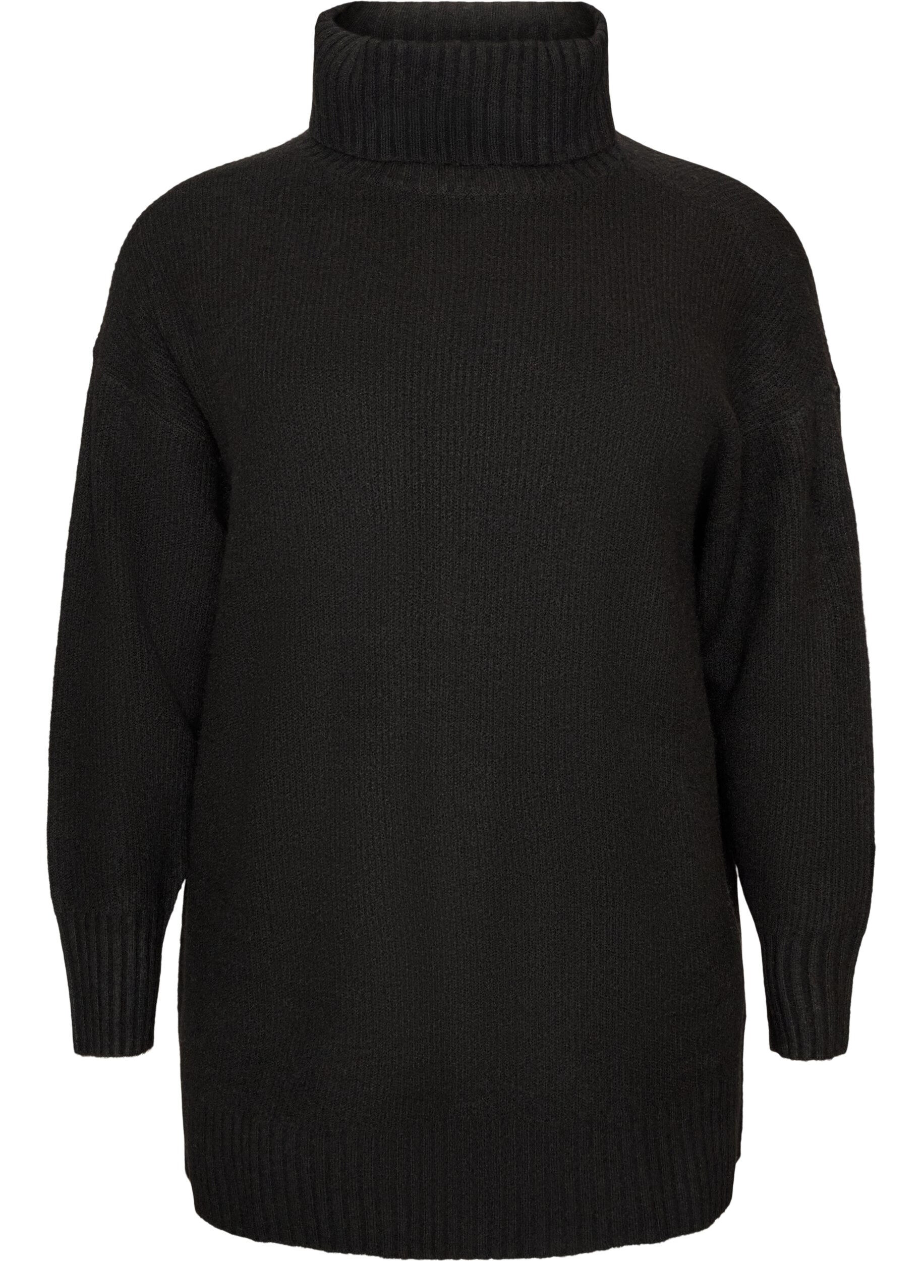 ZizziPull en maille l&acirc;che avec col roul&eacute;, Noir, Packshot image number 0