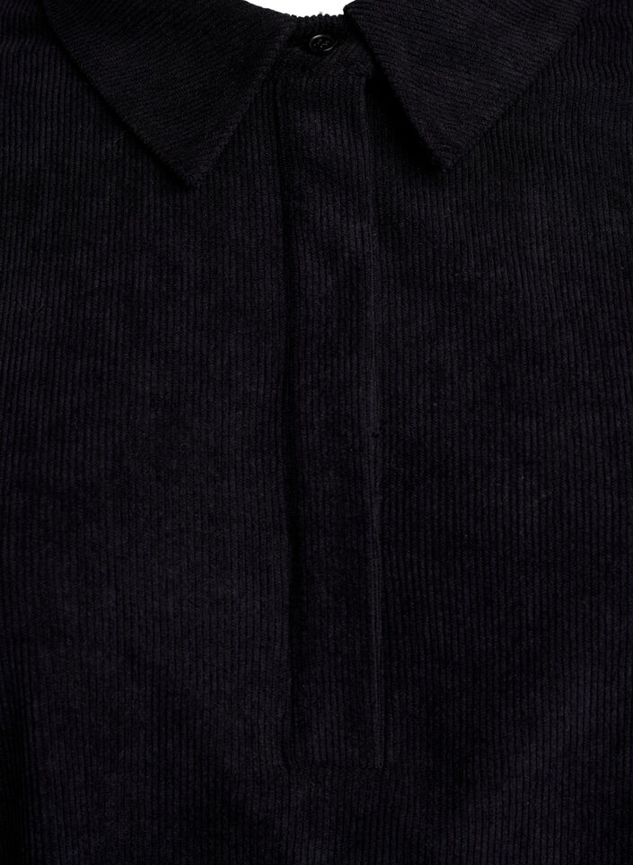Chemise manches longues en velours côtelé, Noir, Packshot image number 2