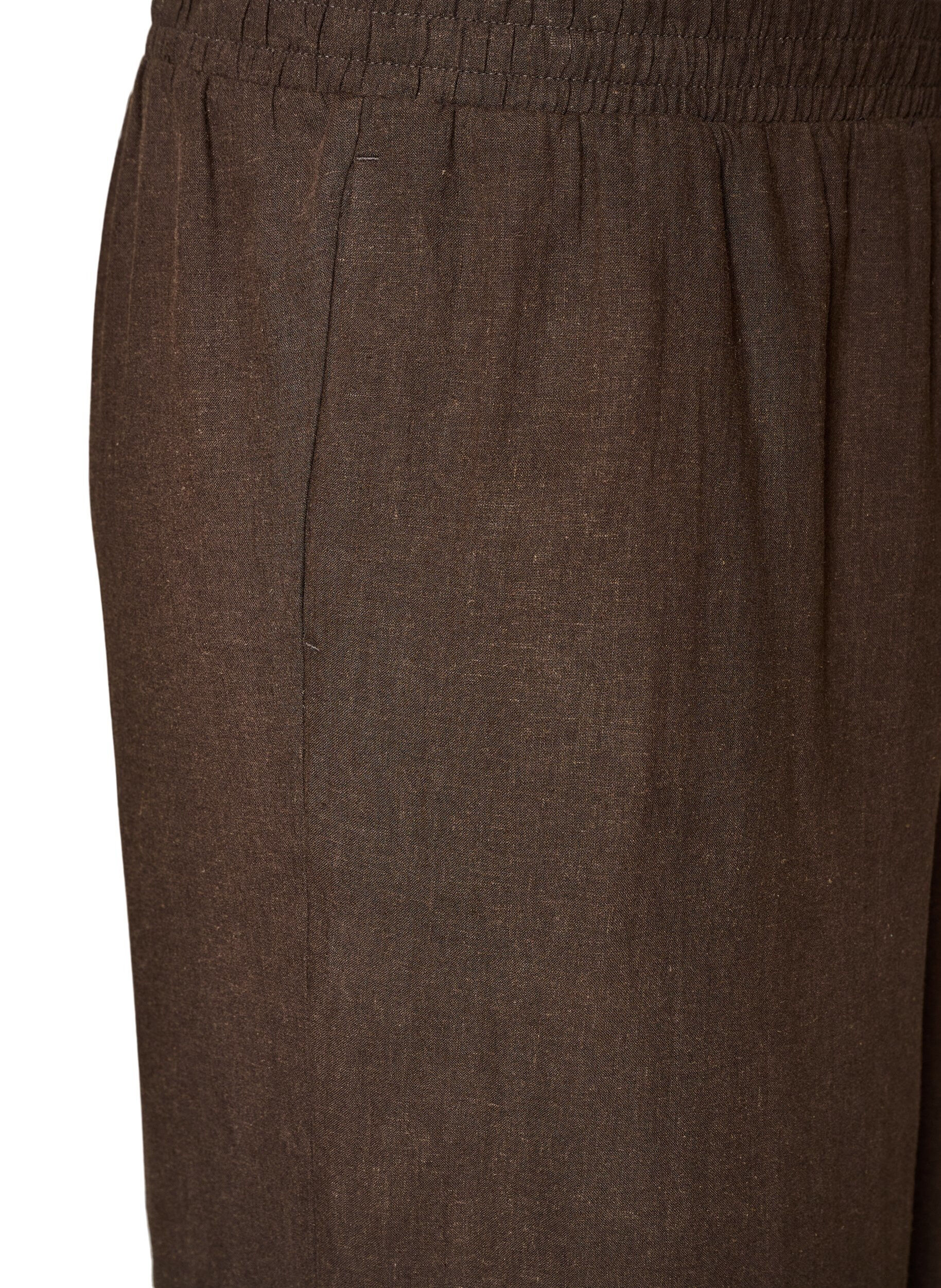 Zizzi Pantalon large en lin et viscose, Marron, Packshot image number 2