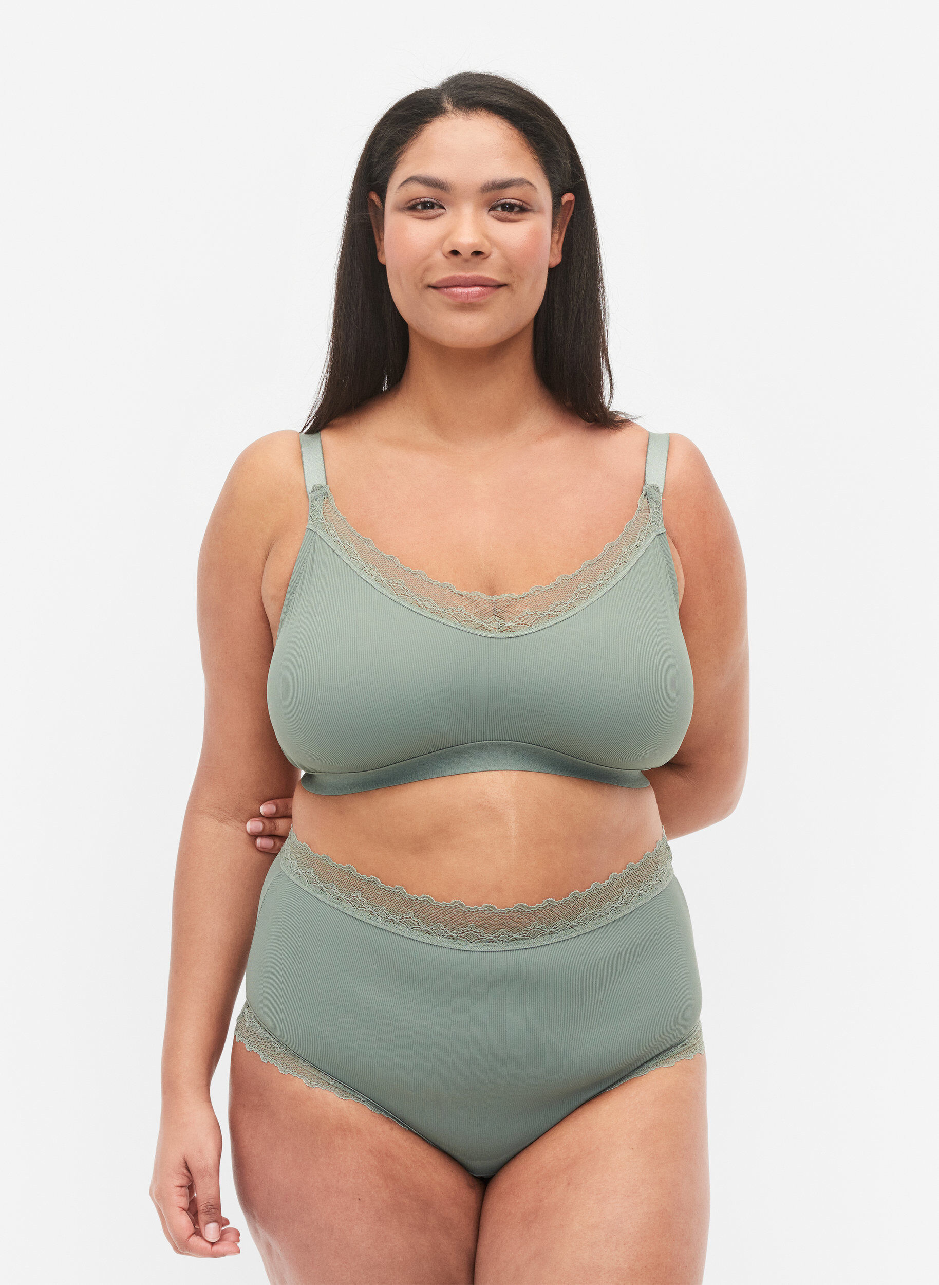 Zizzi Culotte taille haute avec dentelle, Laurel Wreath Ass, Model image number 0