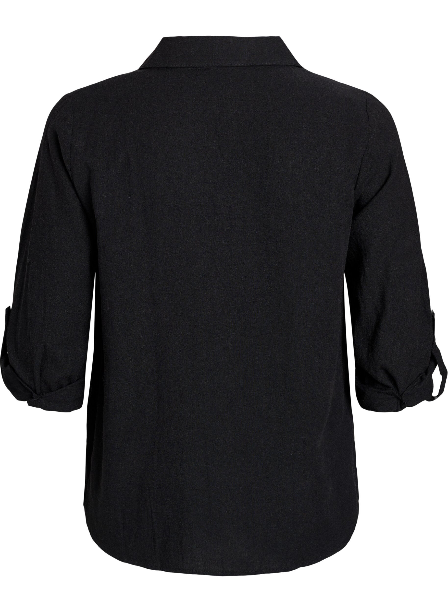 ZizziChemise en lin et viscose avec manches 3/4, Noir, Packshot image number 1