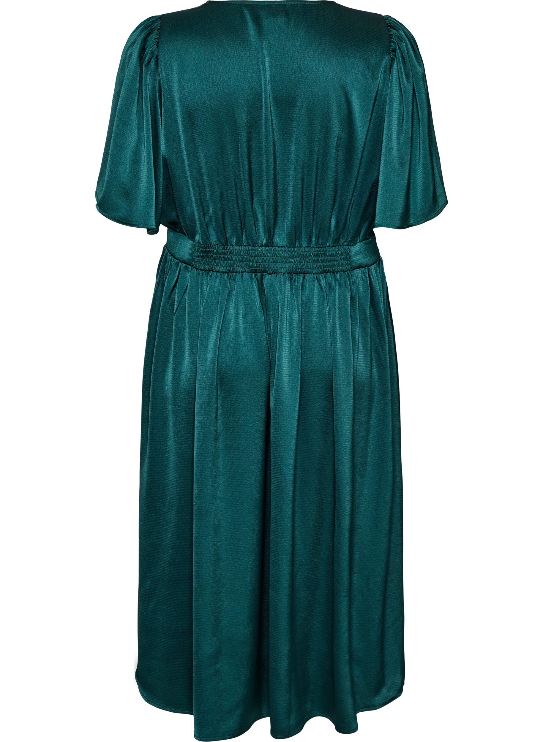 ZizziRobe de soir&eacute;e mi-longue &agrave; taille empire, Vert fonc&eacute;, Packshot image number 1
