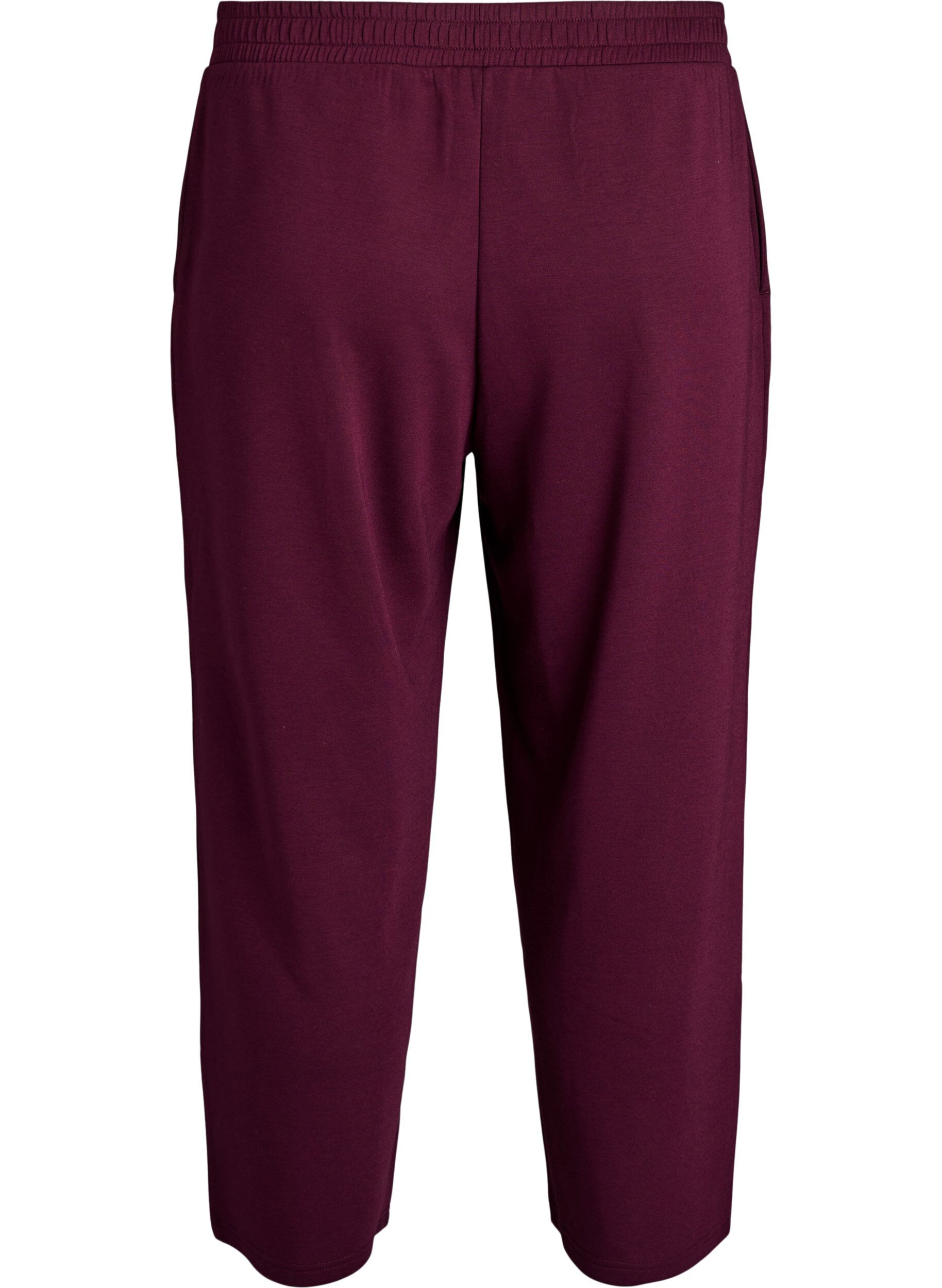 Zizzi Pantalon 7/8 en modal m&eacute;lang&eacute; avec poches, Bordeaux fonc&eacute;, Packshot image number 1