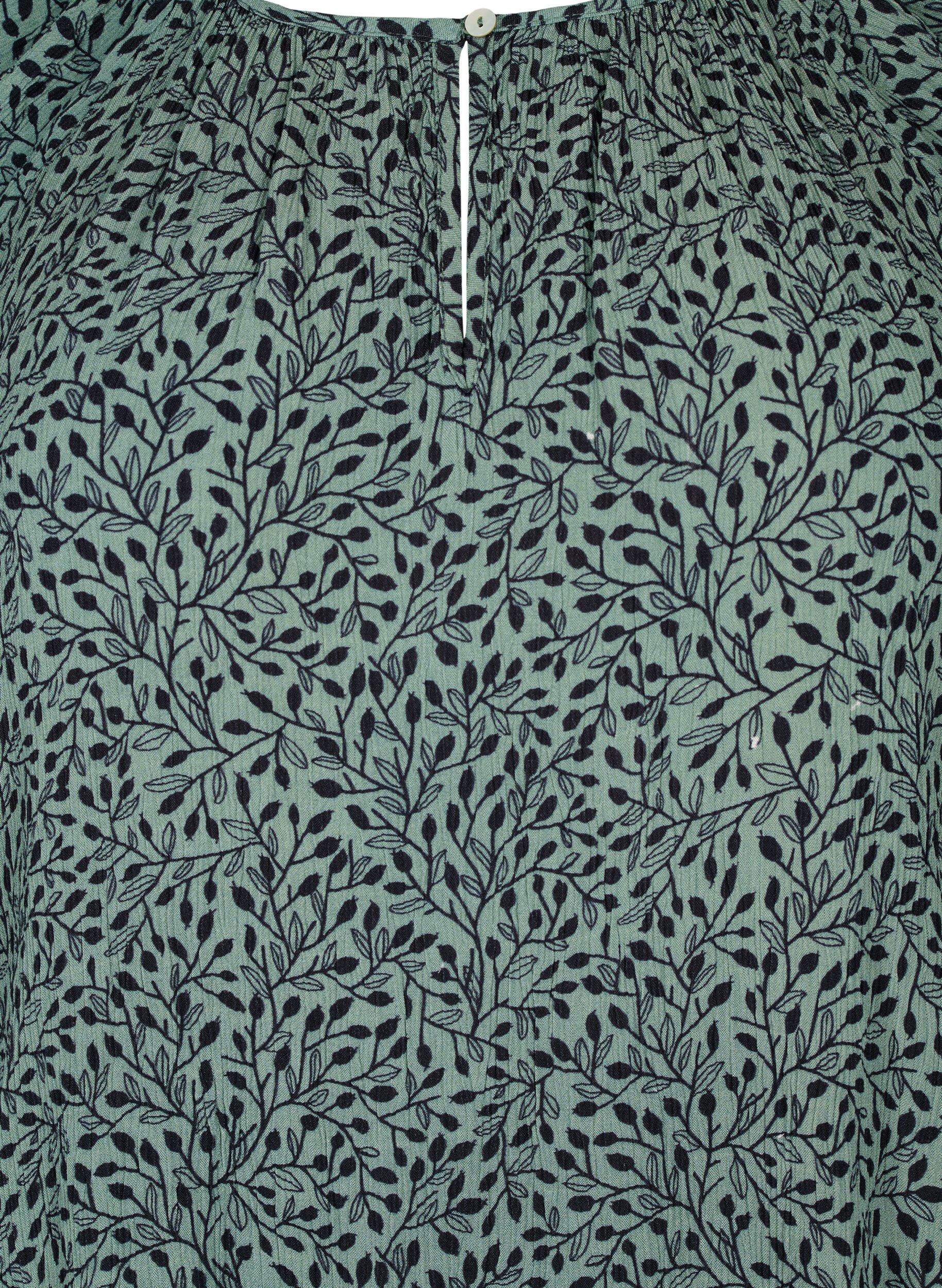 Zizzi Tunique en viscose avec imprim&eacute; et manches 3/4, Green AOP, Packshot image number 2