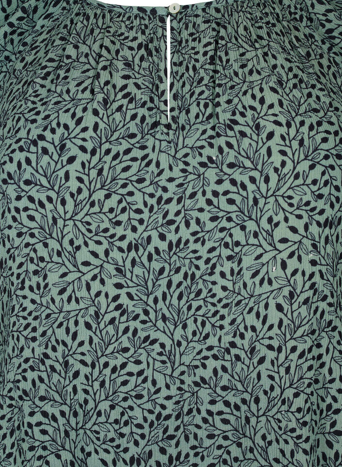 Tunique en viscose avec imprimé et manches 3/4, Green AOP, Packshot image number 2