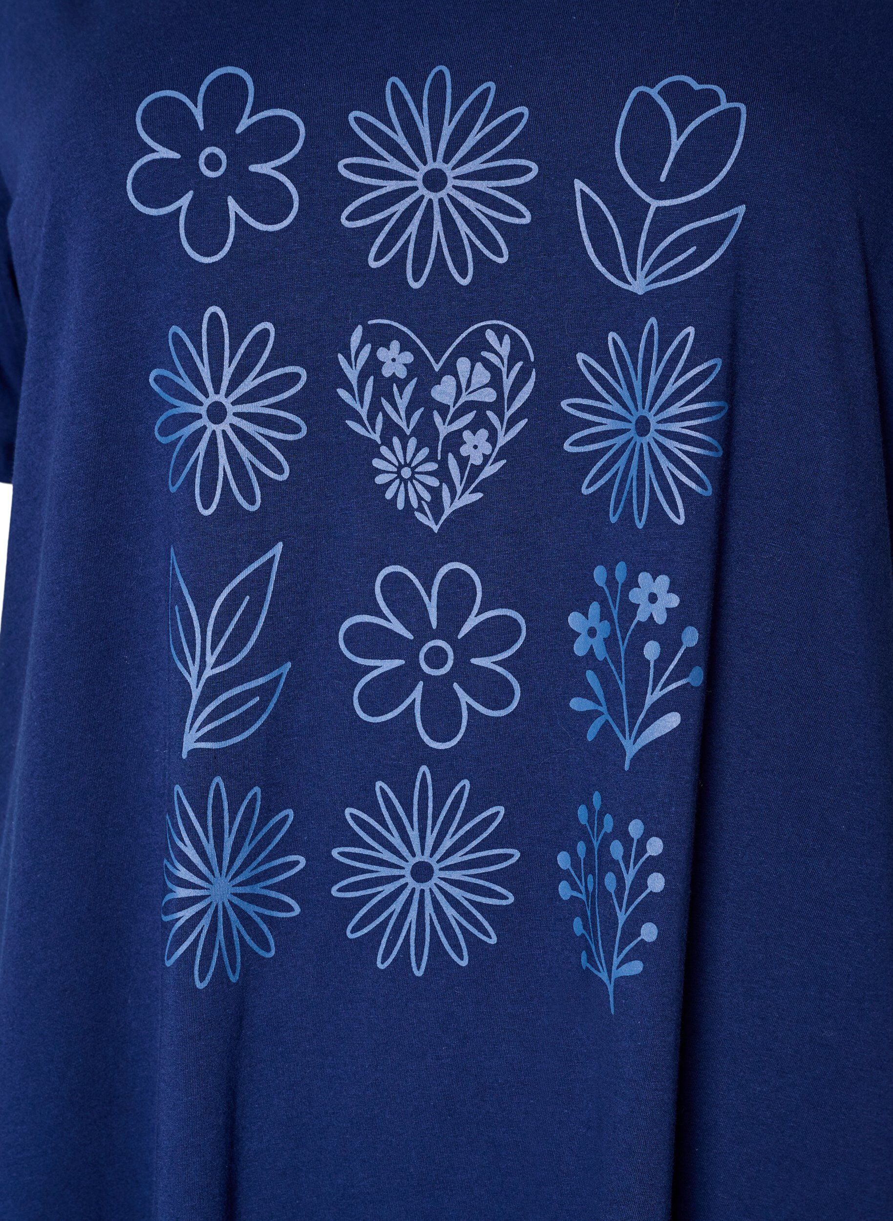ZizziChemise de nuit &agrave; manches courtes en coton biologique, Bleu, Packshot image number 2