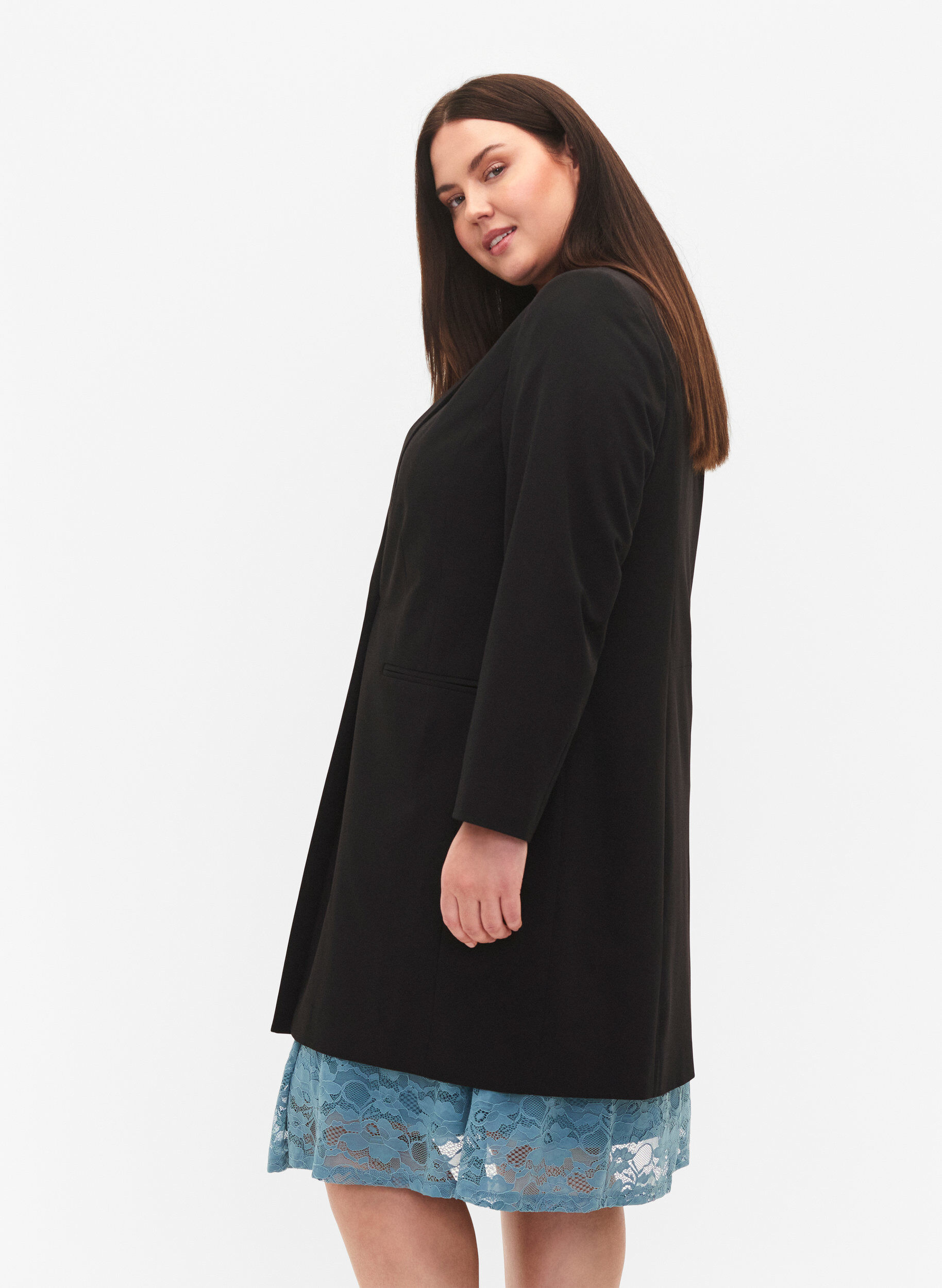 Zizzi Blazer long classique, Black, Model image number 2