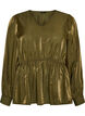 Blouse brillante en viscose &agrave; effet p&eacute;plum, Vert Kaki, Packshot image number 0