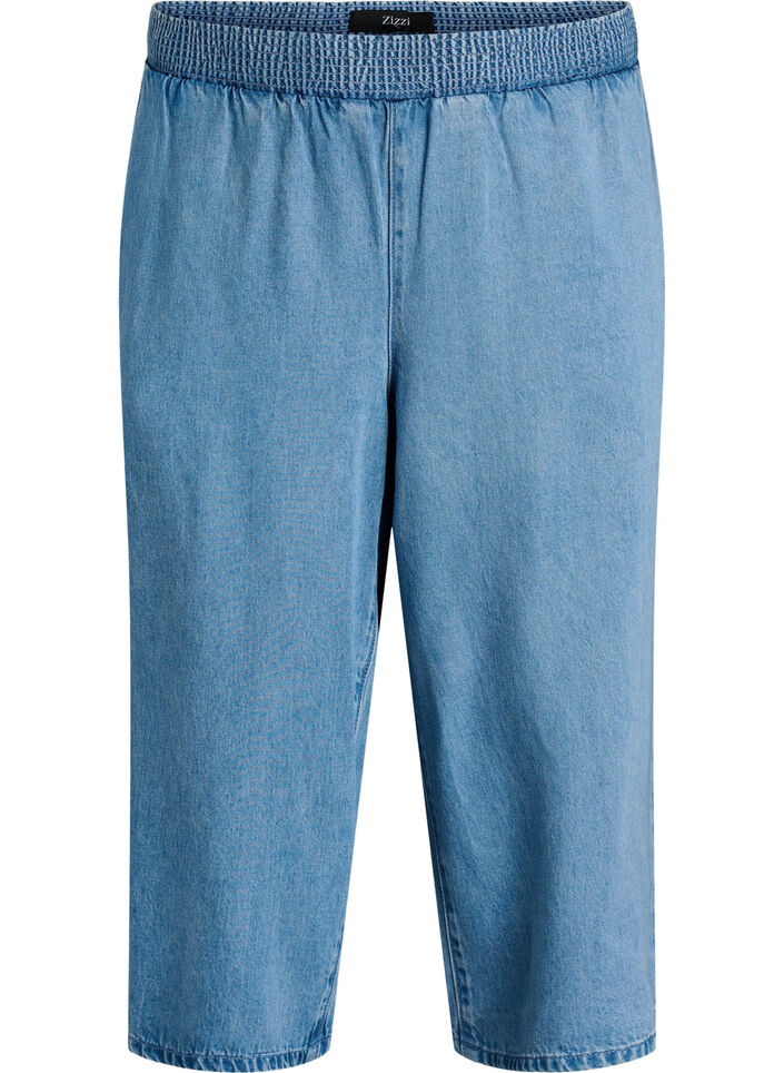 Culotte en lyocell jambes larges aspect denim, Bleu Clair, Packshot image number 0
