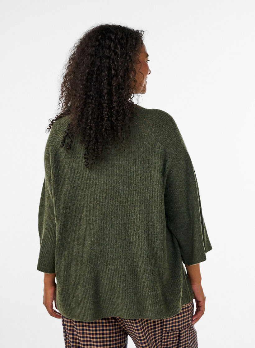 Pull c&ocirc;tel&eacute; &agrave; manches 3/4, Vert, Model image number 2