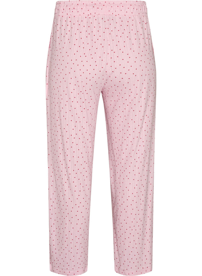 Pantalon de pyjama en coton biologique avec broderie ajour&eacute;e, Rose, Packshot image number 1