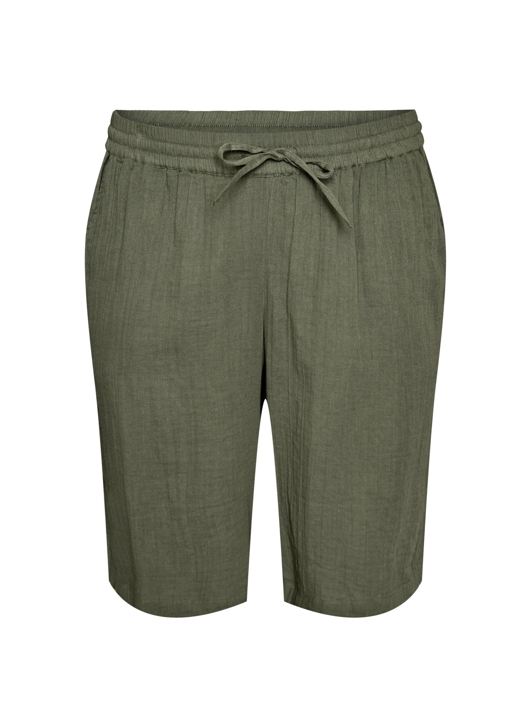 Short ample en mousseline de coton taille haute