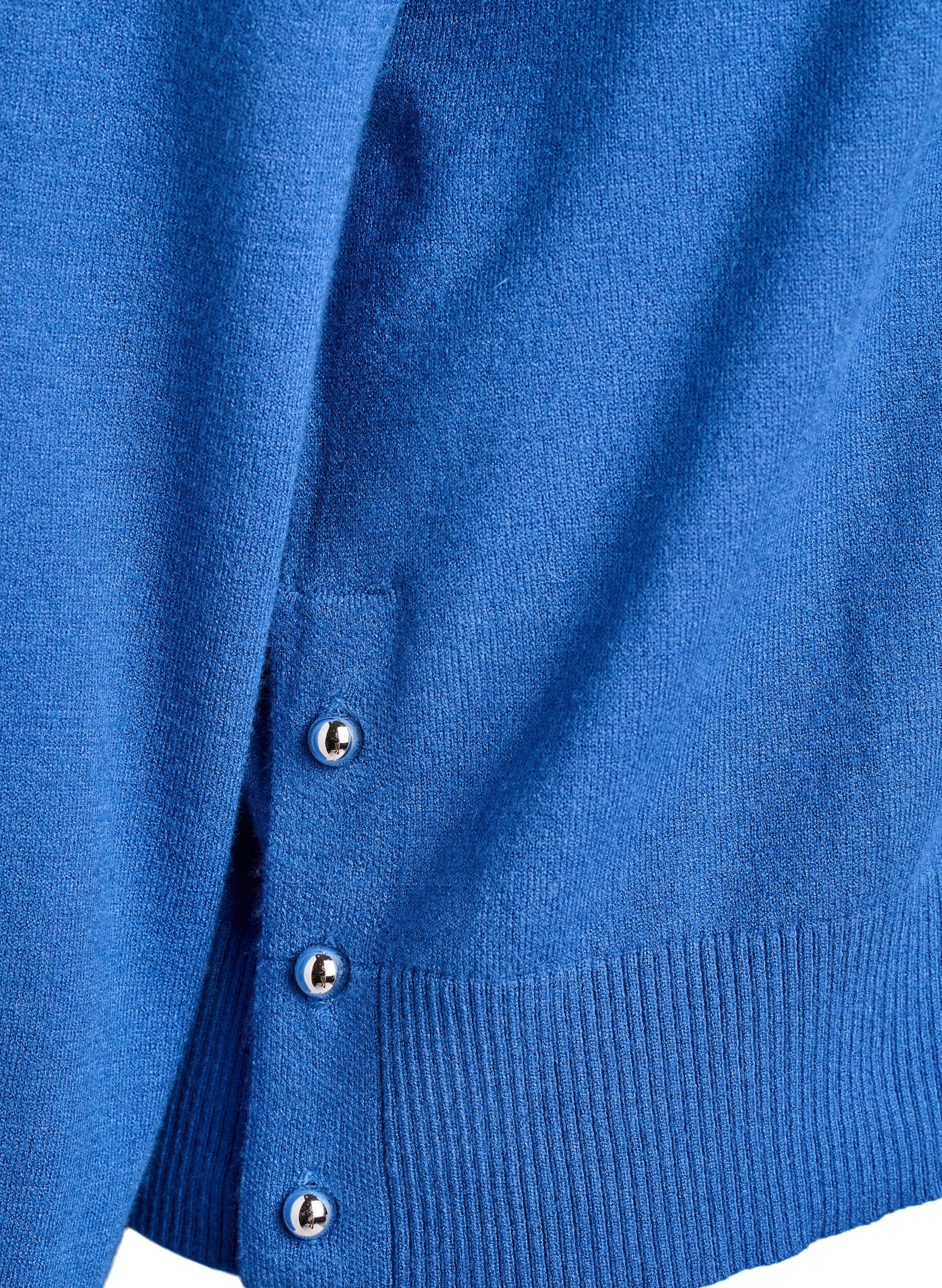 Zizzi Blouse en maille &agrave; col roul&eacute; et boutons sur le c&ocirc;t&eacute;, Bleu, Packshot image number 3