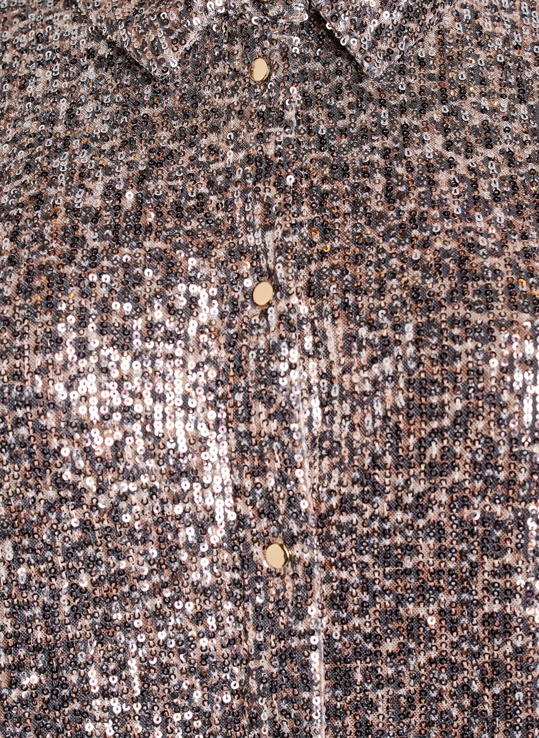 Zizzi Chemise &agrave; sequins avec manches longues, Marron, Packshot image number 2